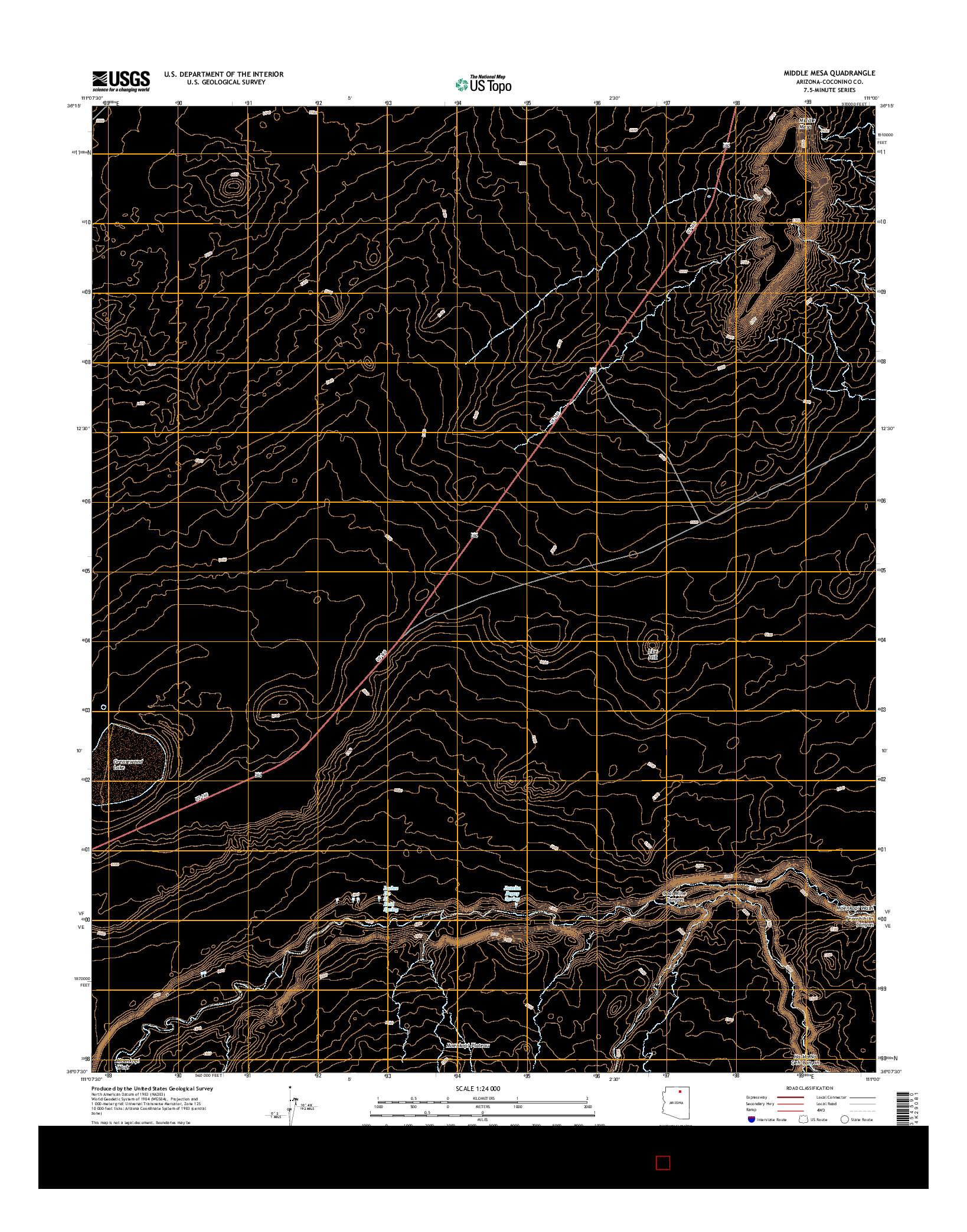 USGS US TOPO 7.5-MINUTE MAP FOR MIDDLE MESA, AZ 2014
