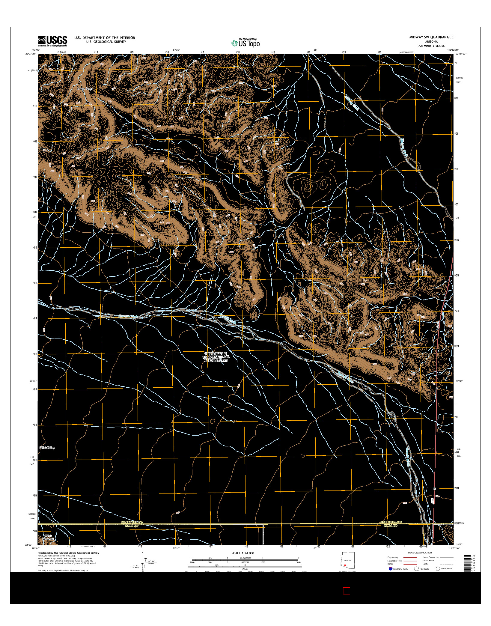 USGS US TOPO 7.5-MINUTE MAP FOR MIDWAY SW, AZ 2014