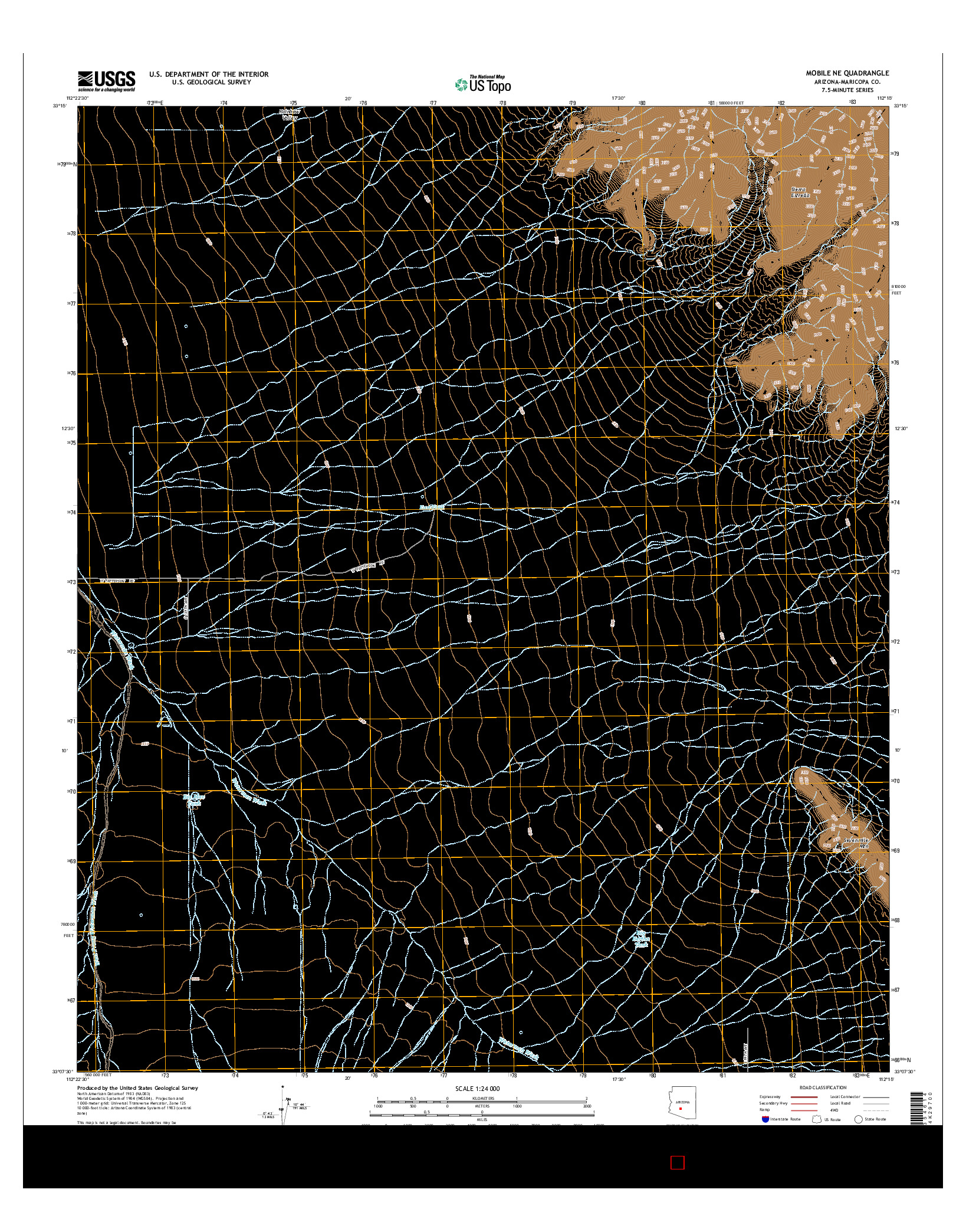 USGS US TOPO 7.5-MINUTE MAP FOR MOBILE NE, AZ 2014
