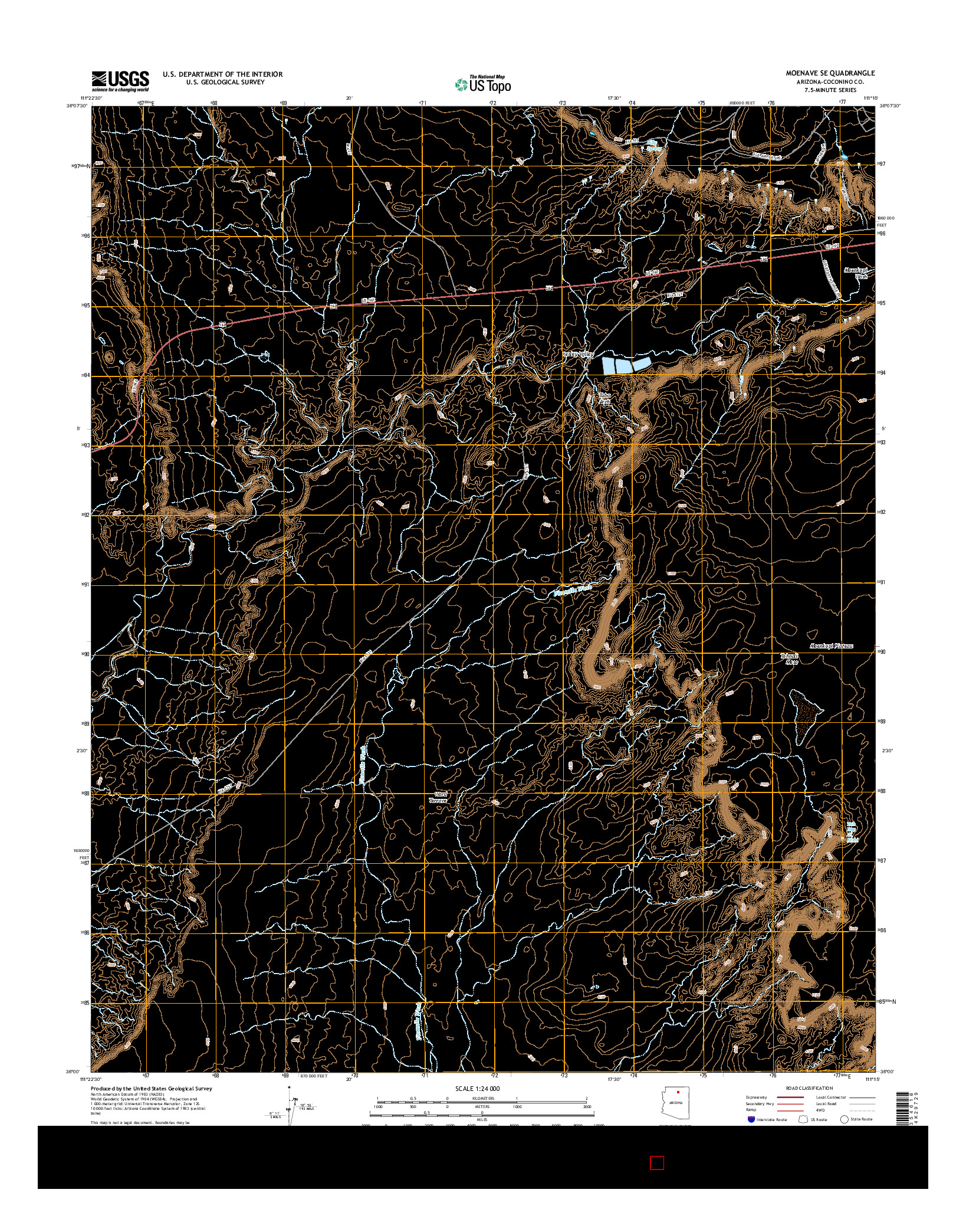USGS US TOPO 7.5-MINUTE MAP FOR MOENAVE SE, AZ 2014