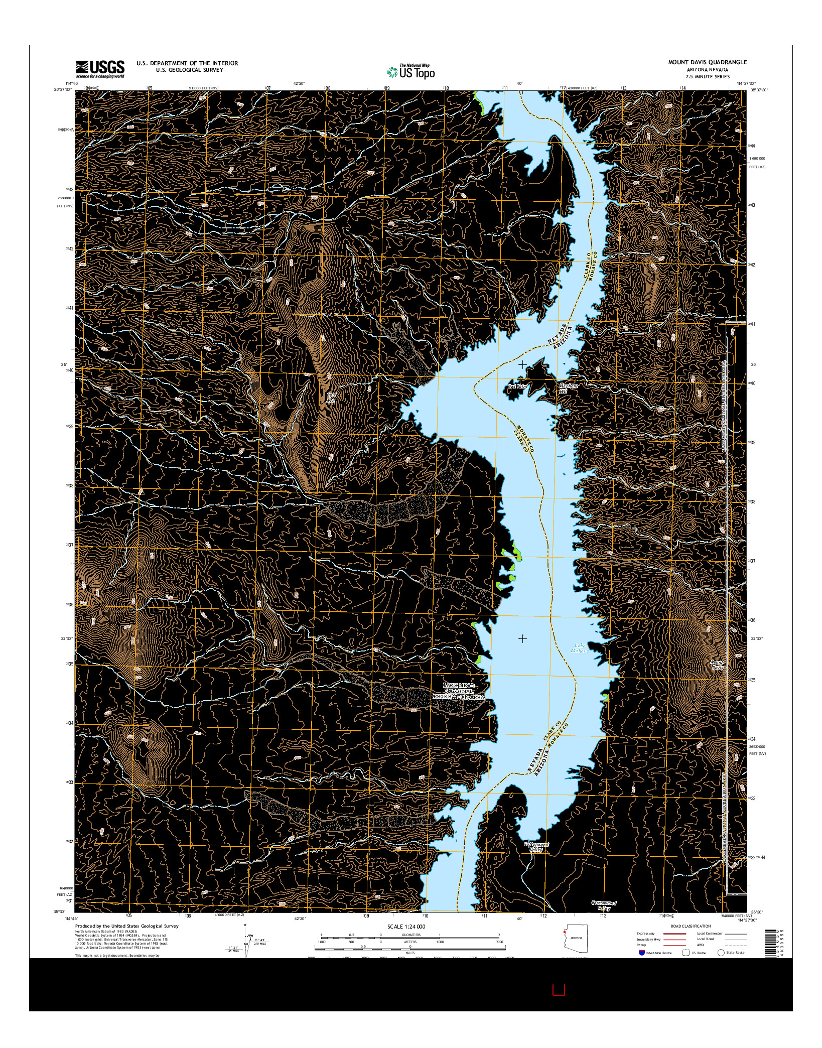 USGS US TOPO 7.5-MINUTE MAP FOR MOUNT DAVIS, AZ-NV 2014