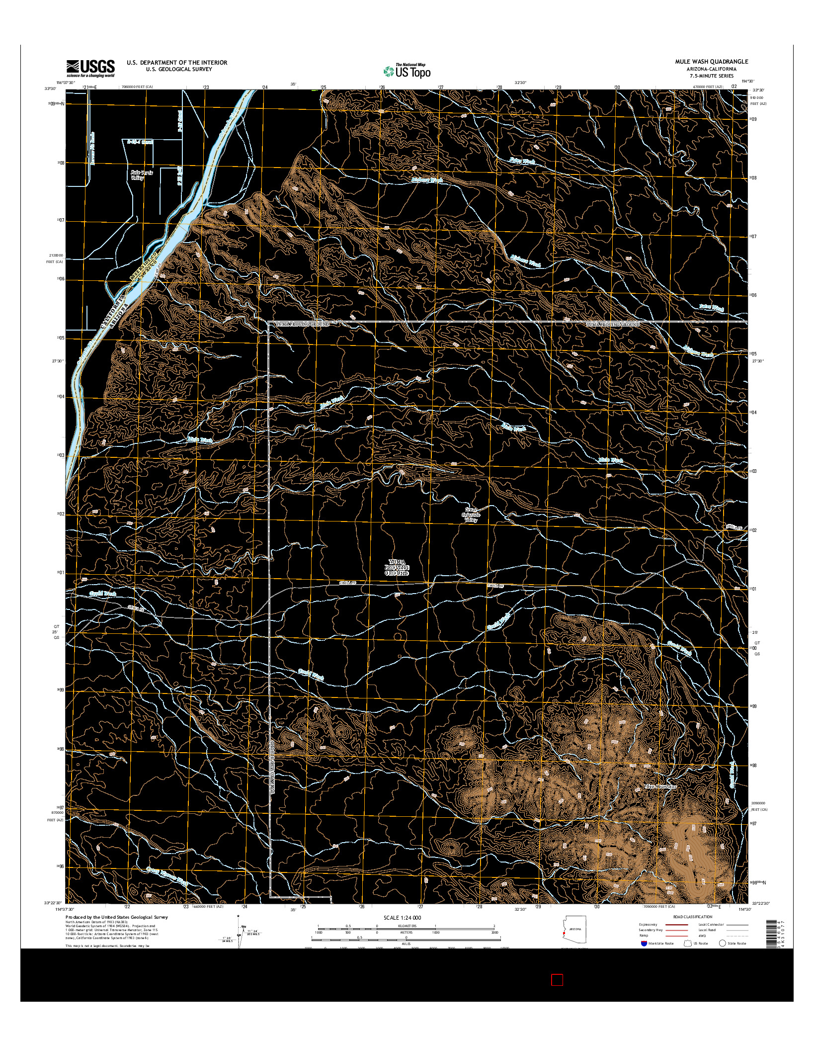 USGS US TOPO 7.5-MINUTE MAP FOR MULE WASH, AZ-CA 2014