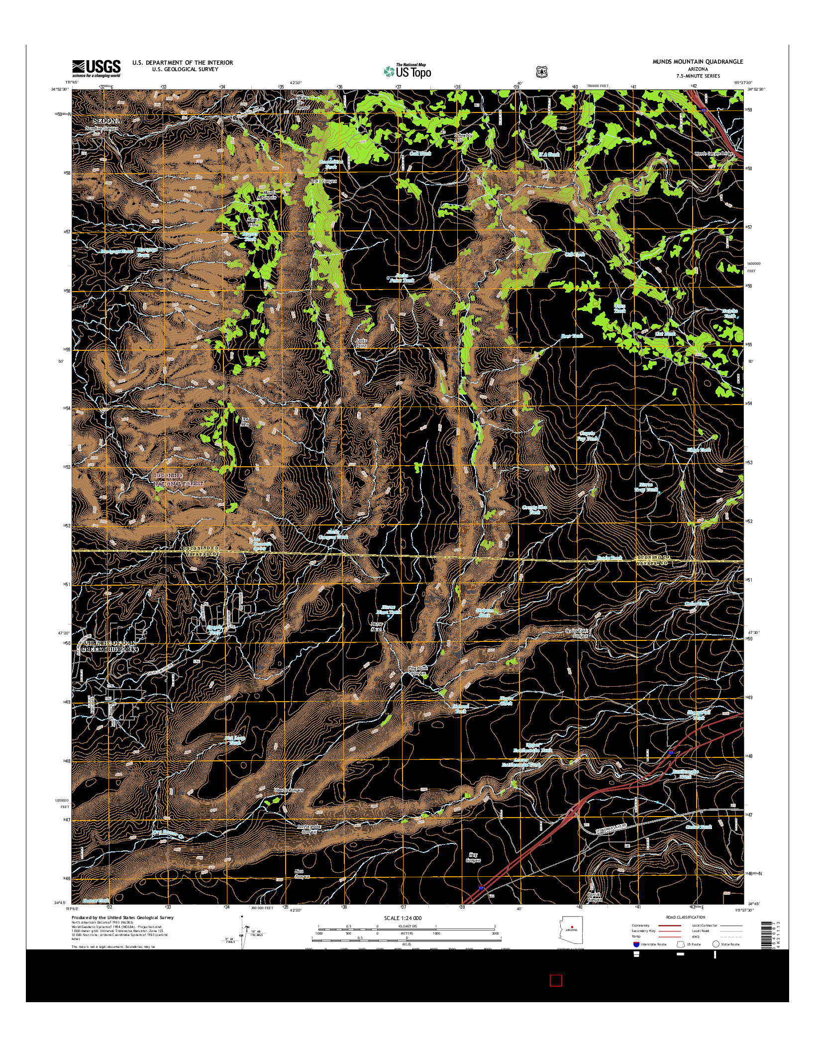USGS US TOPO 7.5-MINUTE MAP FOR MUNDS MOUNTAIN, AZ 2014