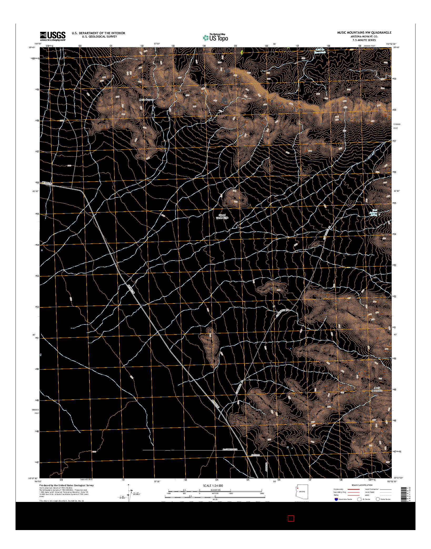 USGS US TOPO 7.5-MINUTE MAP FOR MUSIC MOUNTAINS NW, AZ 2014