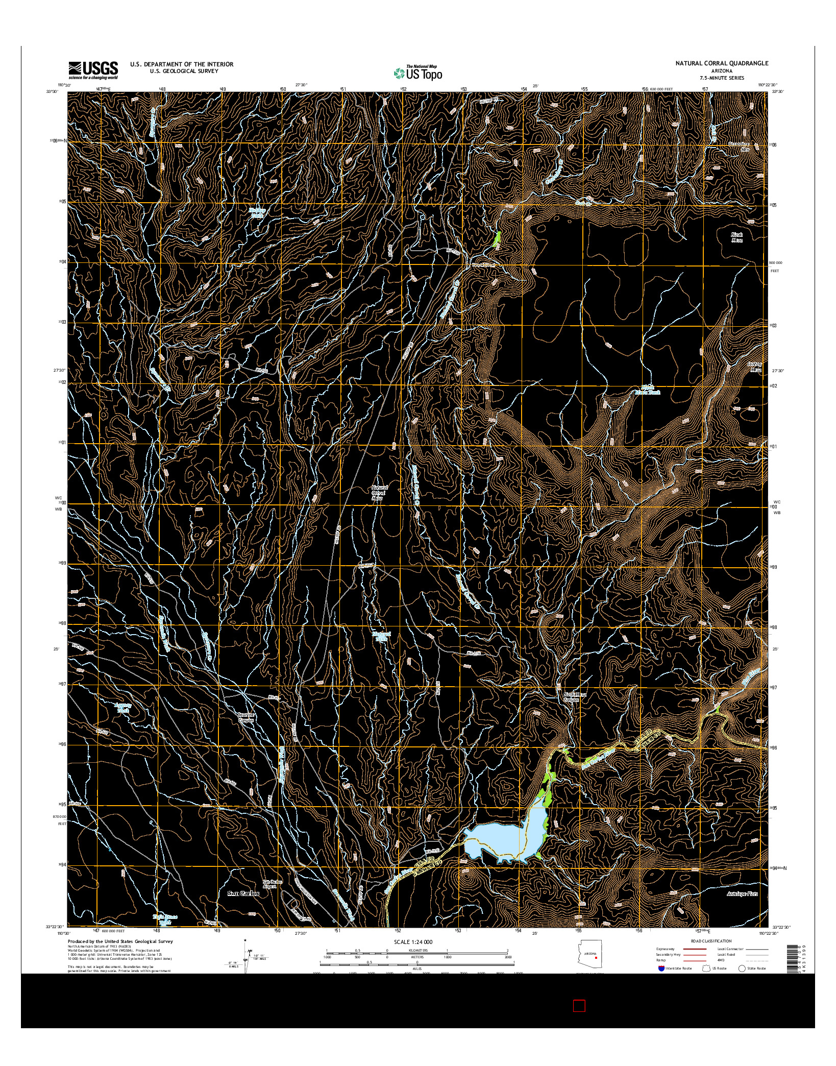 USGS US TOPO 7.5-MINUTE MAP FOR NATURAL CORRAL, AZ 2014