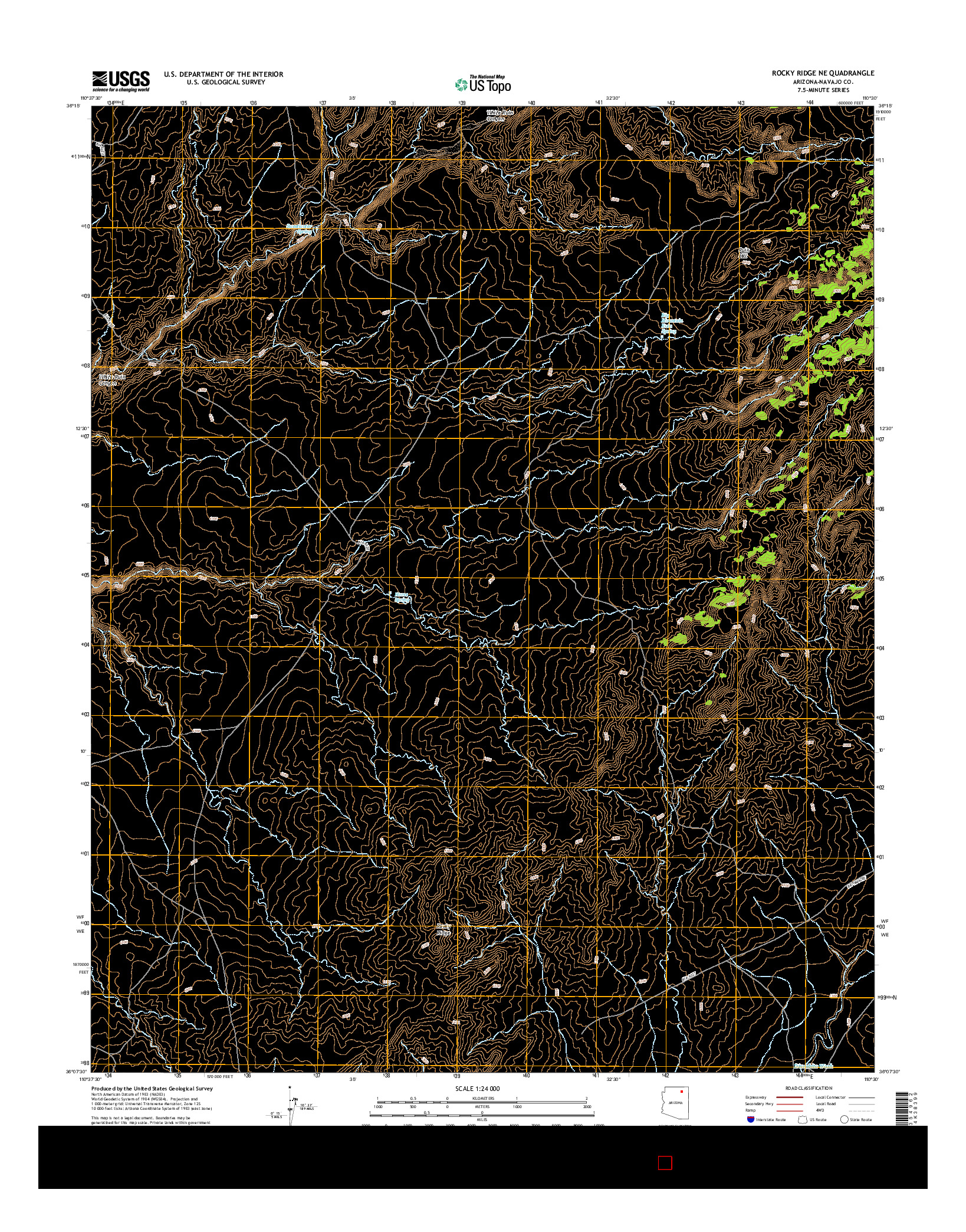 USGS US TOPO 7.5-MINUTE MAP FOR ROCKY RIDGE NE, AZ 2014