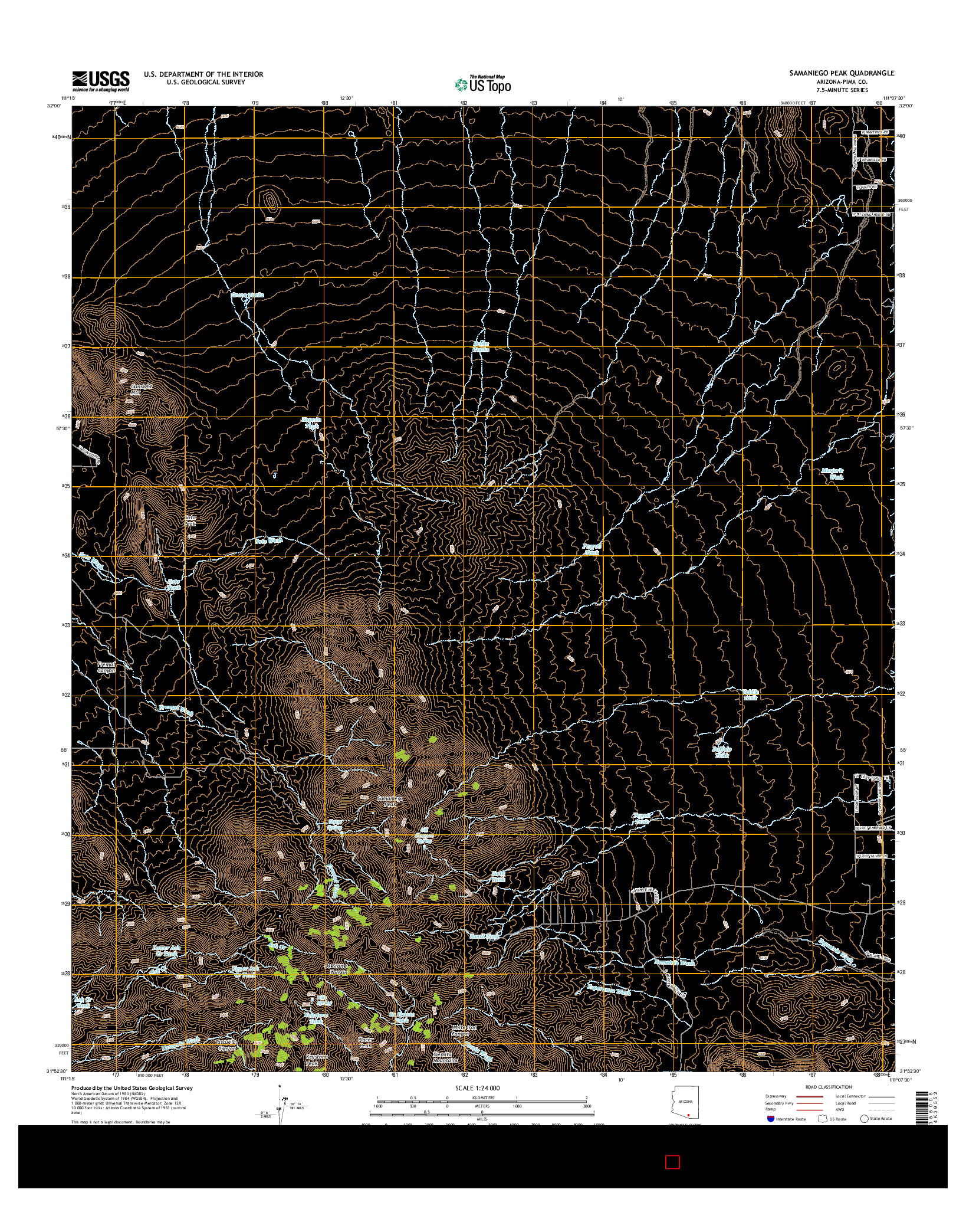 USGS US TOPO 7.5-MINUTE MAP FOR SAMANIEGO PEAK, AZ 2014