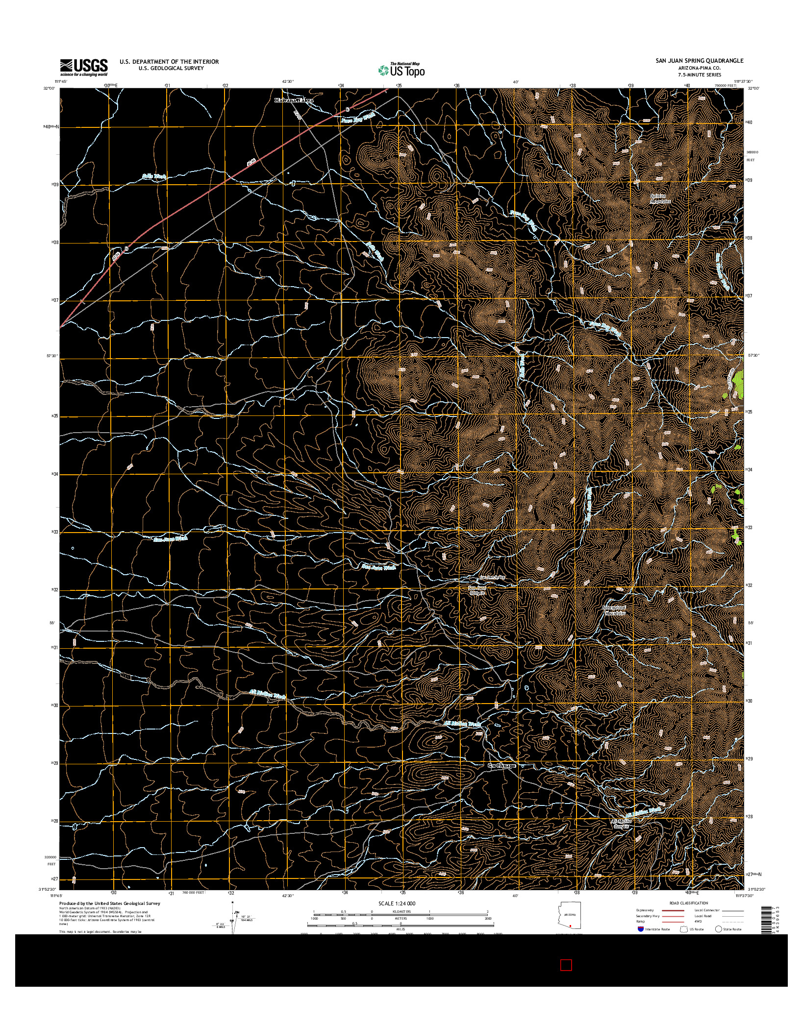 USGS US TOPO 7.5-MINUTE MAP FOR SAN JUAN SPRING, AZ 2014