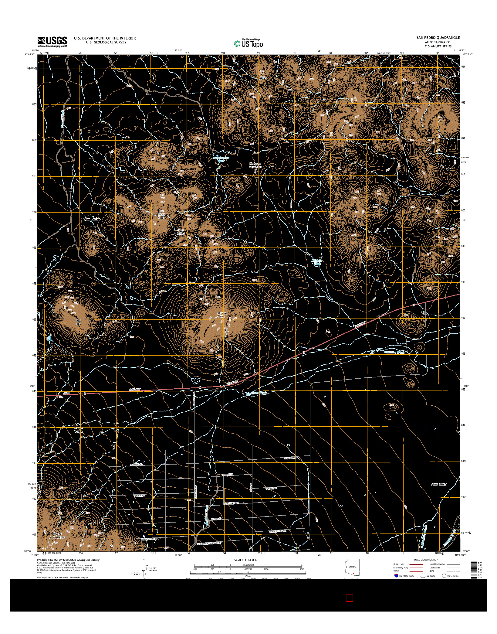 USGS US TOPO 7.5-MINUTE MAP FOR SAN PEDRO, AZ 2014