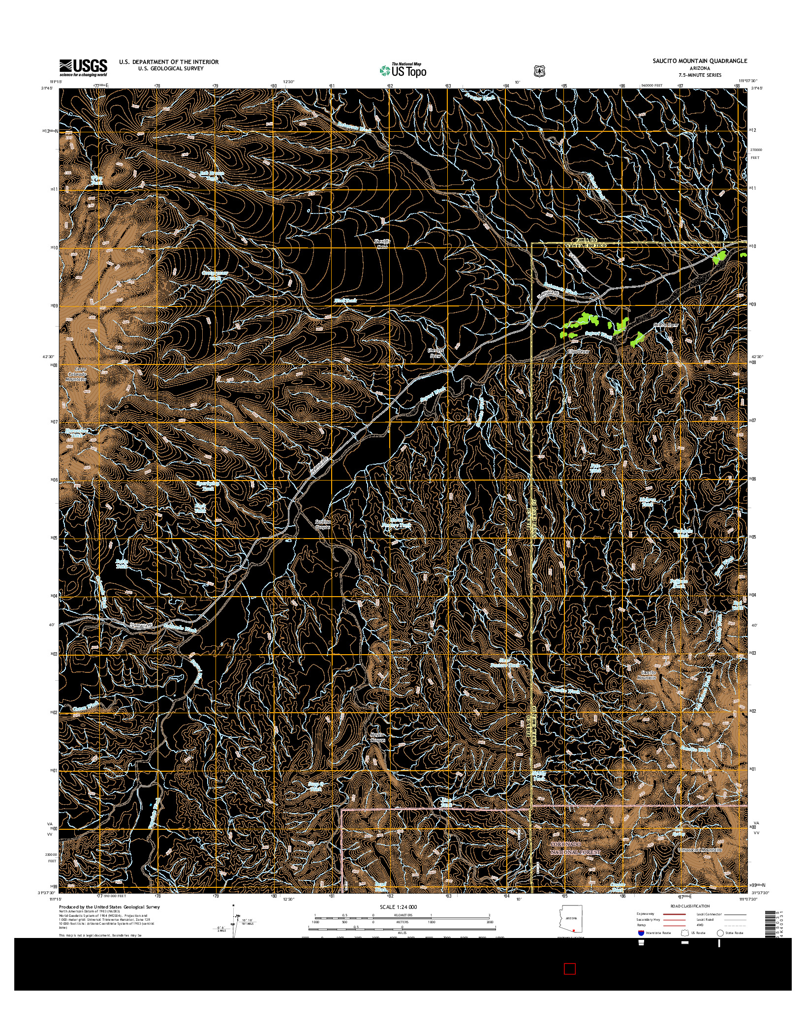USGS US TOPO 7.5-MINUTE MAP FOR SAUCITO MOUNTAIN, AZ 2014