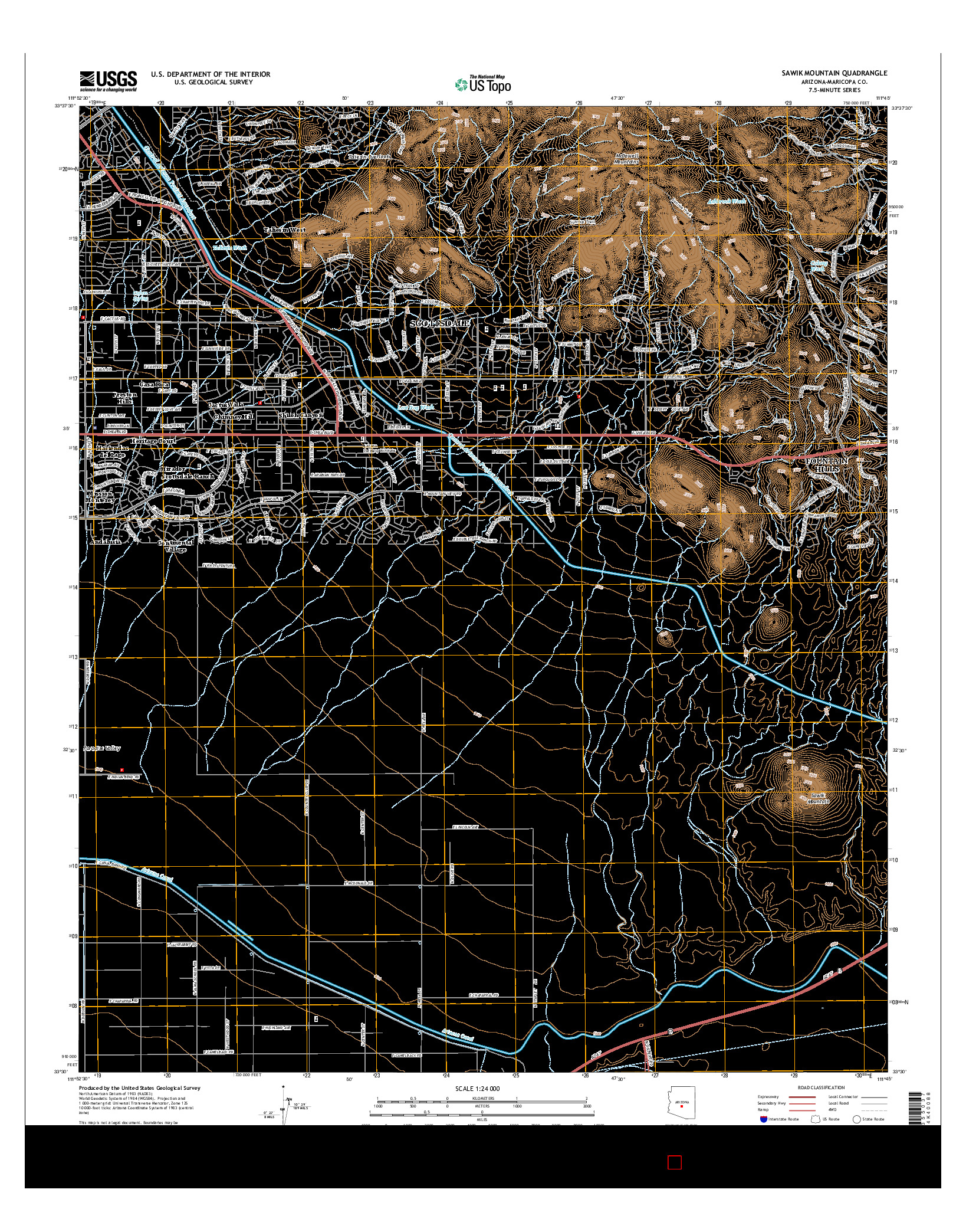 USGS US TOPO 7.5-MINUTE MAP FOR SAWIK MOUNTAIN, AZ 2014