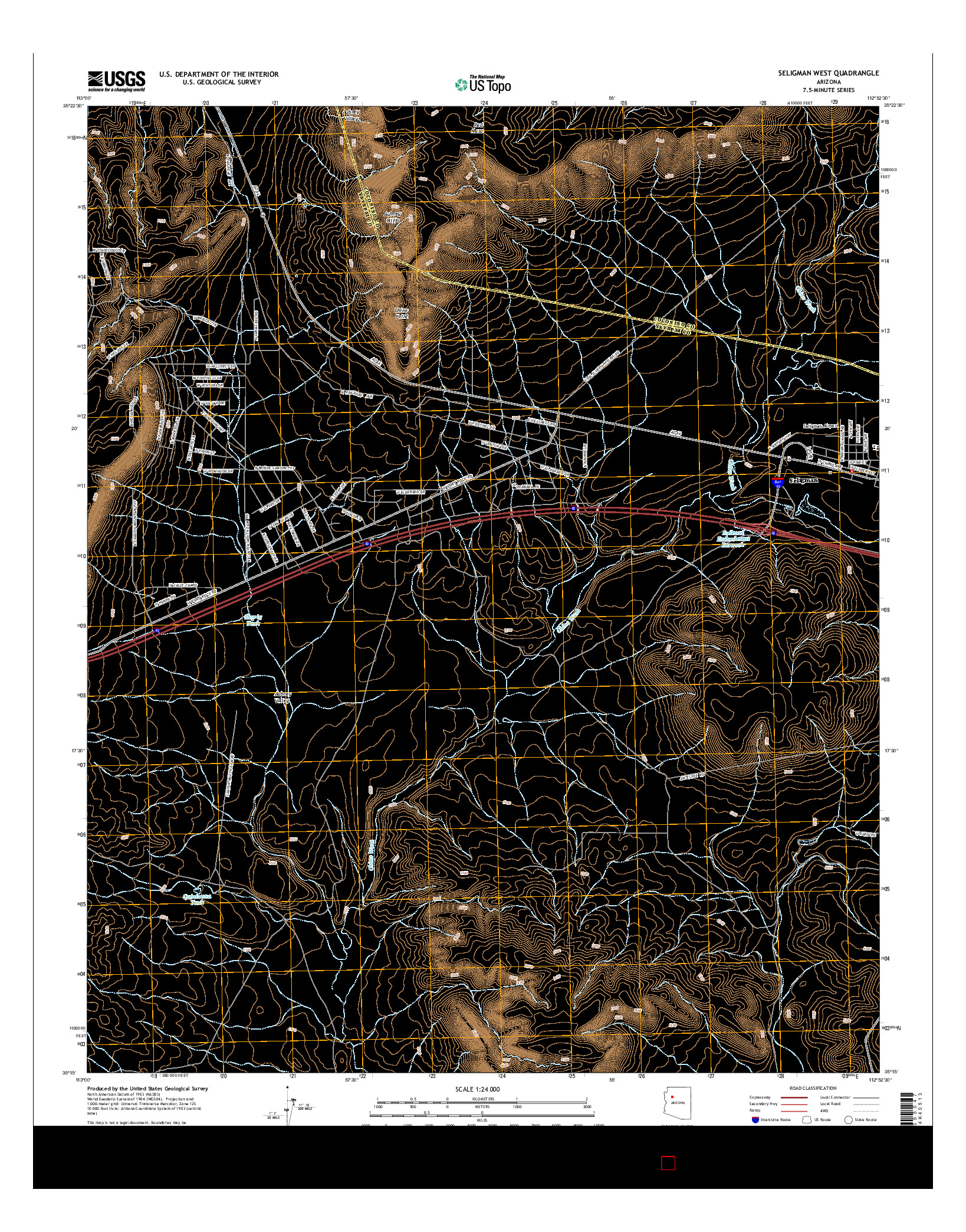 USGS US TOPO 7.5-MINUTE MAP FOR SELIGMAN WEST, AZ 2014