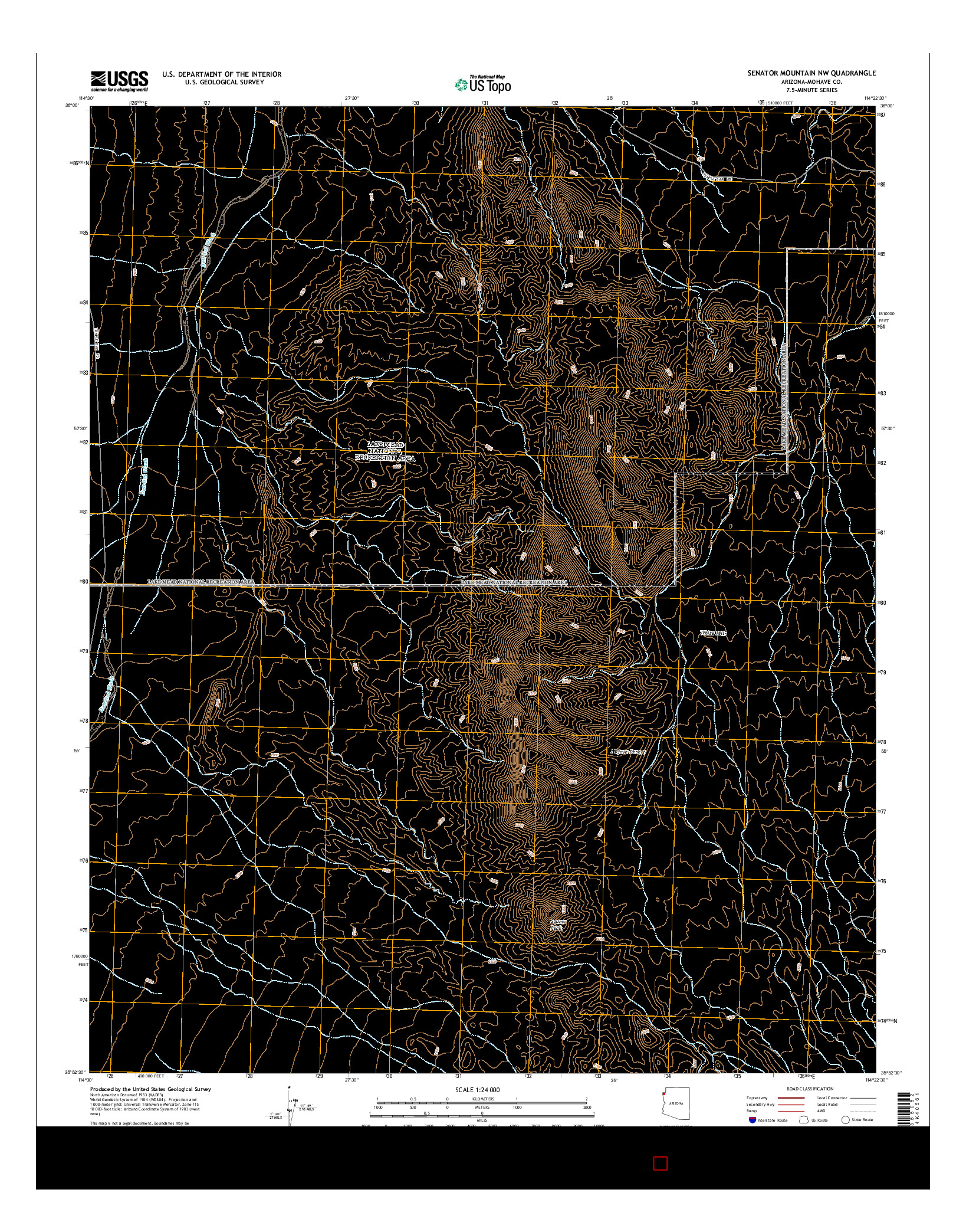USGS US TOPO 7.5-MINUTE MAP FOR SENATOR MOUNTAIN NW, AZ 2014