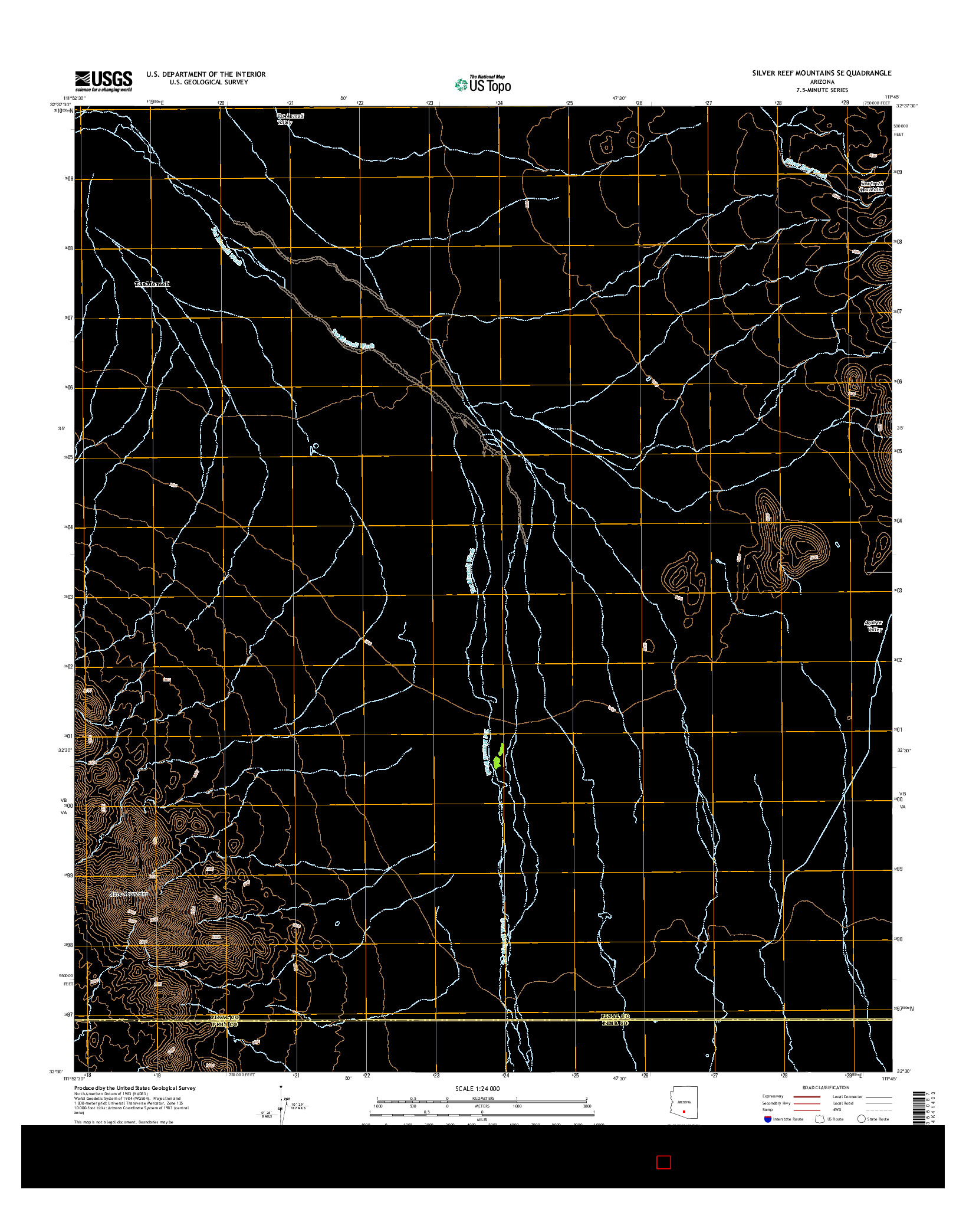 USGS US TOPO 7.5-MINUTE MAP FOR SILVER REEF MOUNTAINS SE, AZ 2014