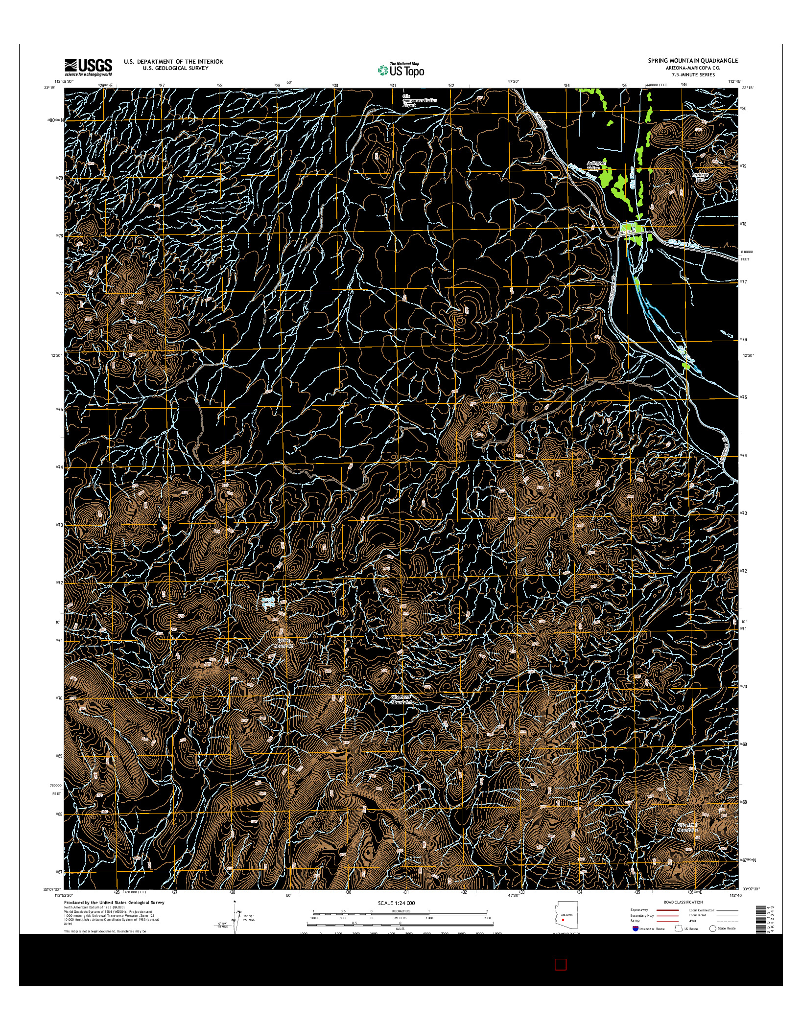 USGS US TOPO 7.5-MINUTE MAP FOR SPRING MOUNTAIN, AZ 2014