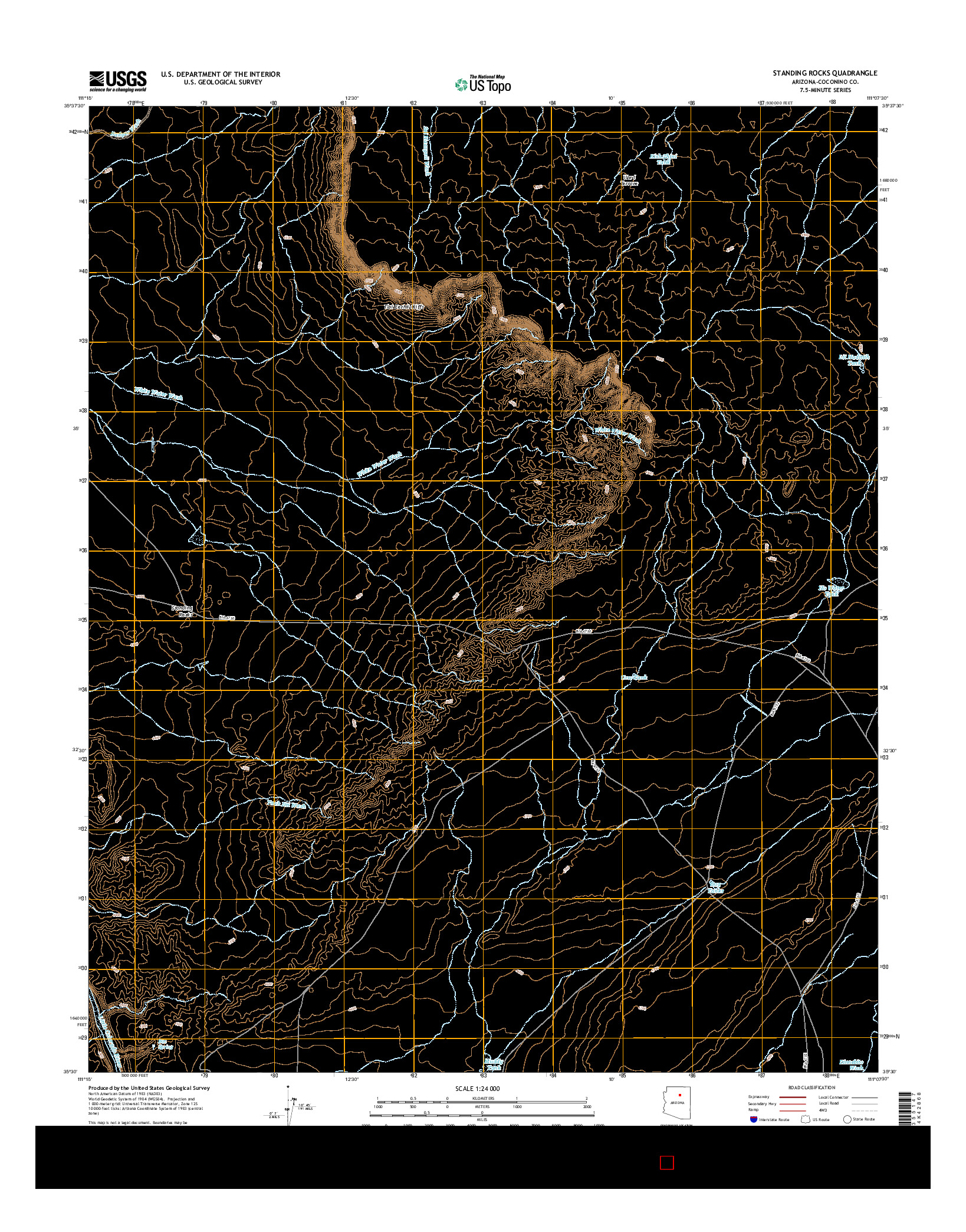 USGS US TOPO 7.5-MINUTE MAP FOR STANDING ROCKS, AZ 2014