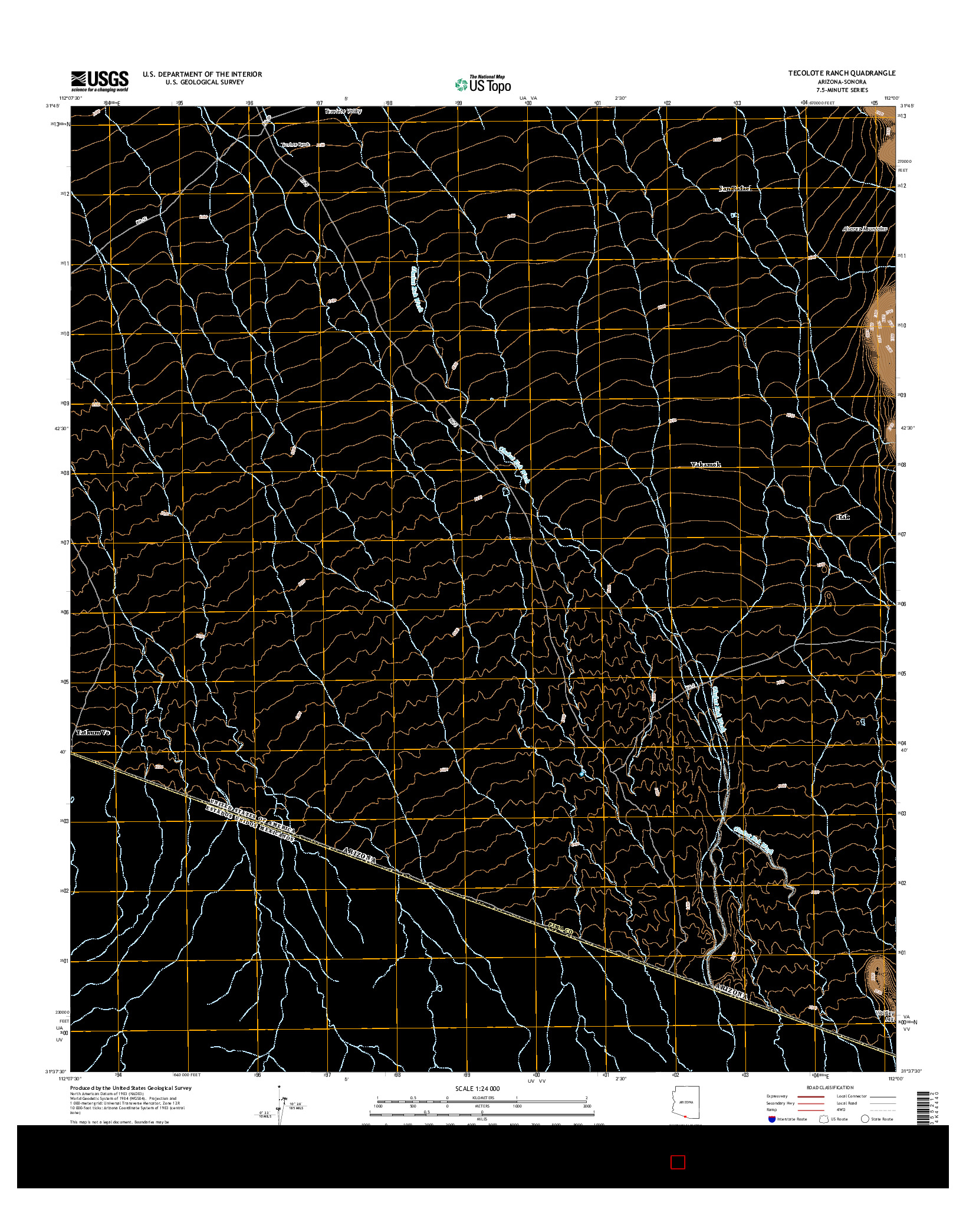 USGS US TOPO 7.5-MINUTE MAP FOR TECOLOTE RANCH, AZ-SON 2014