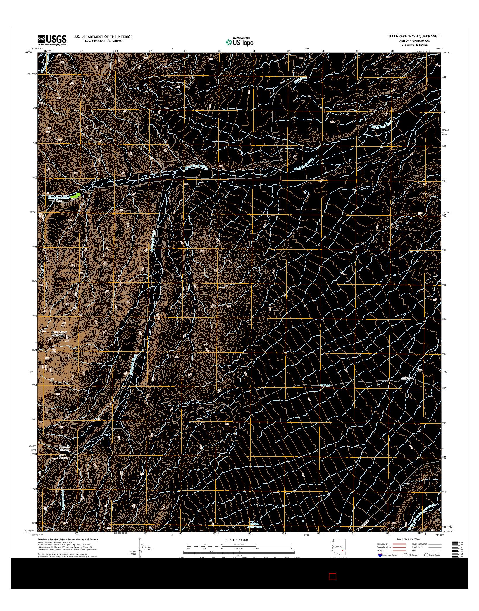 USGS US TOPO 7.5-MINUTE MAP FOR TELEGRAPH WASH, AZ 2014