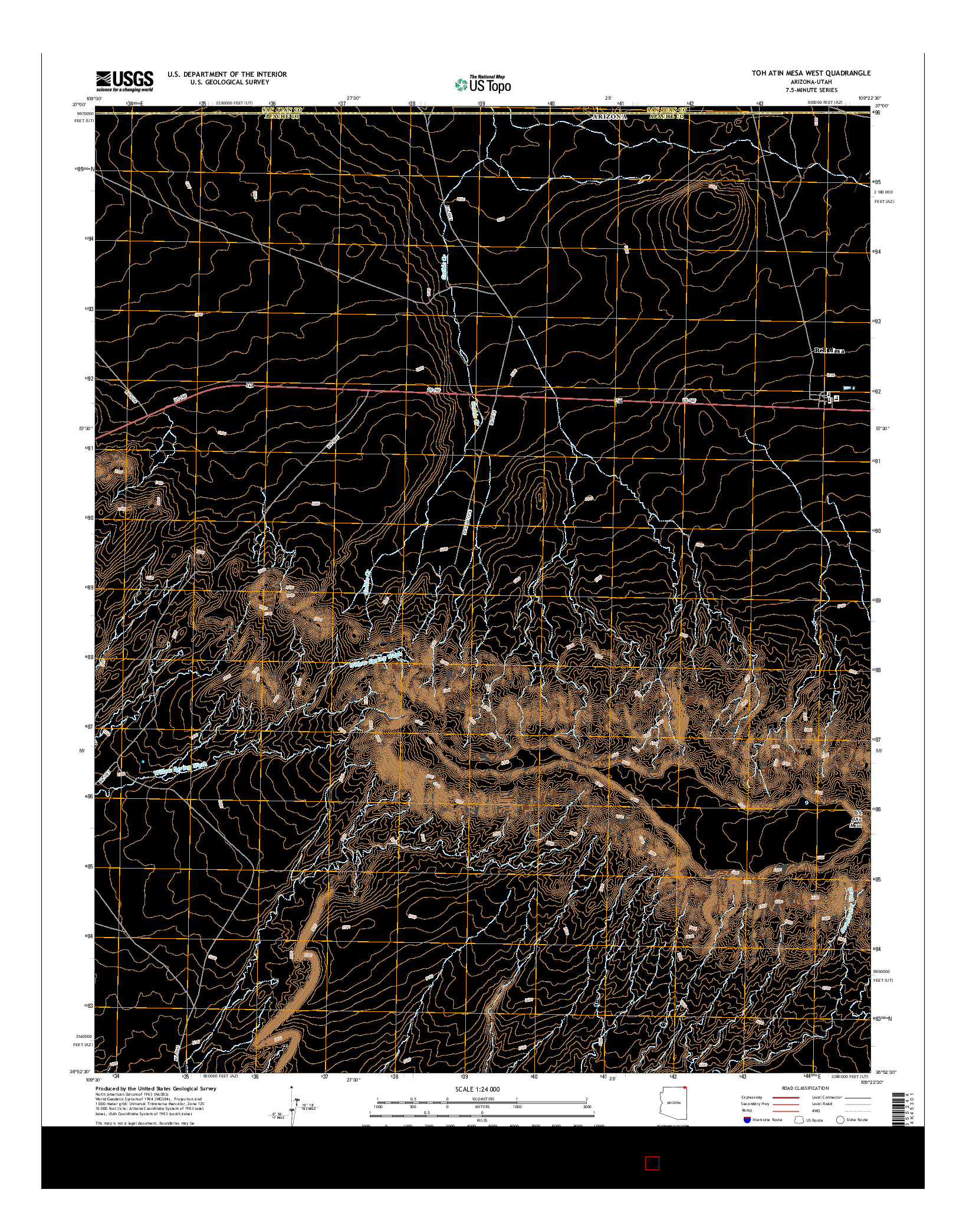 USGS US TOPO 7.5-MINUTE MAP FOR TOH ATIN MESA WEST, AZ-UT 2014