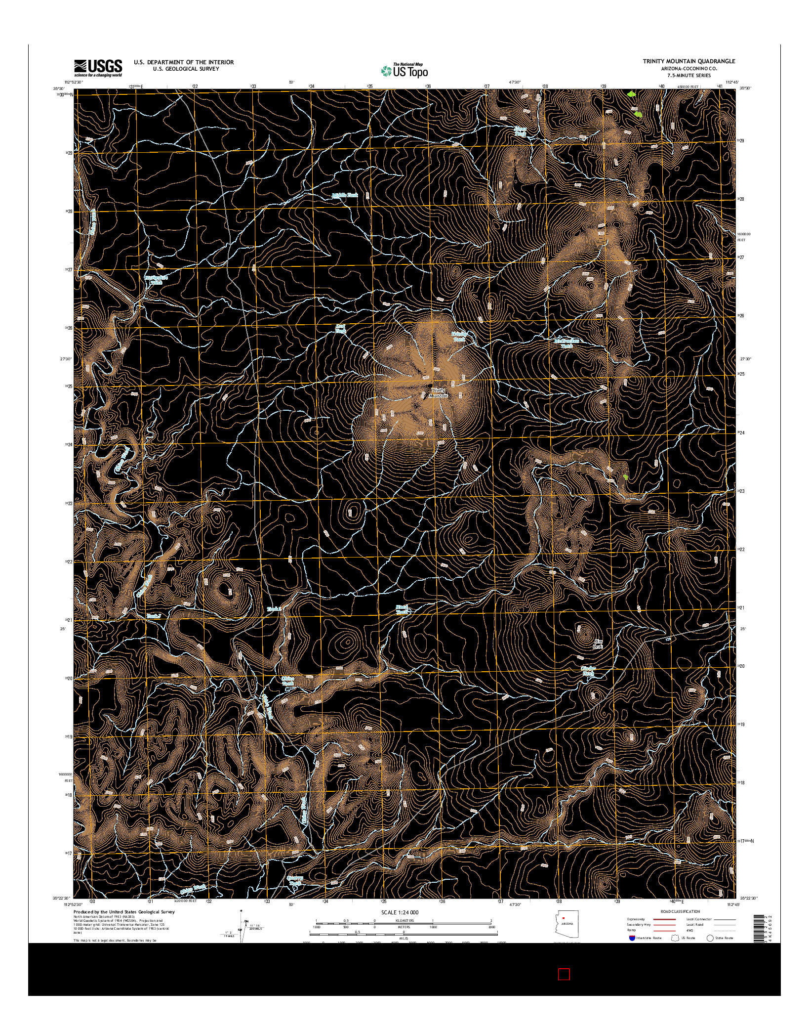 USGS US TOPO 7.5-MINUTE MAP FOR TRINITY MOUNTAIN, AZ 2014