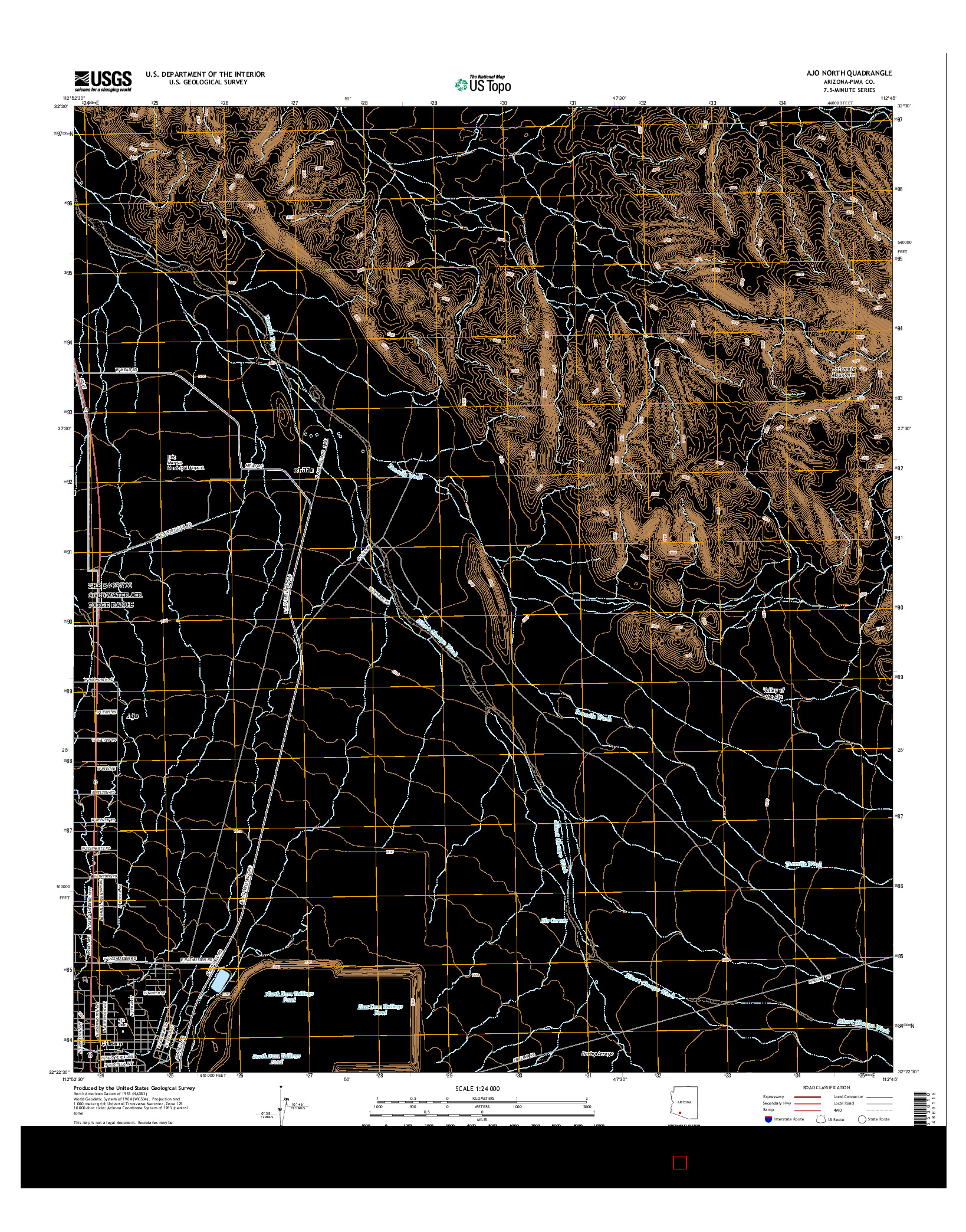 USGS US TOPO 7.5-MINUTE MAP FOR AJO NORTH, AZ 2014