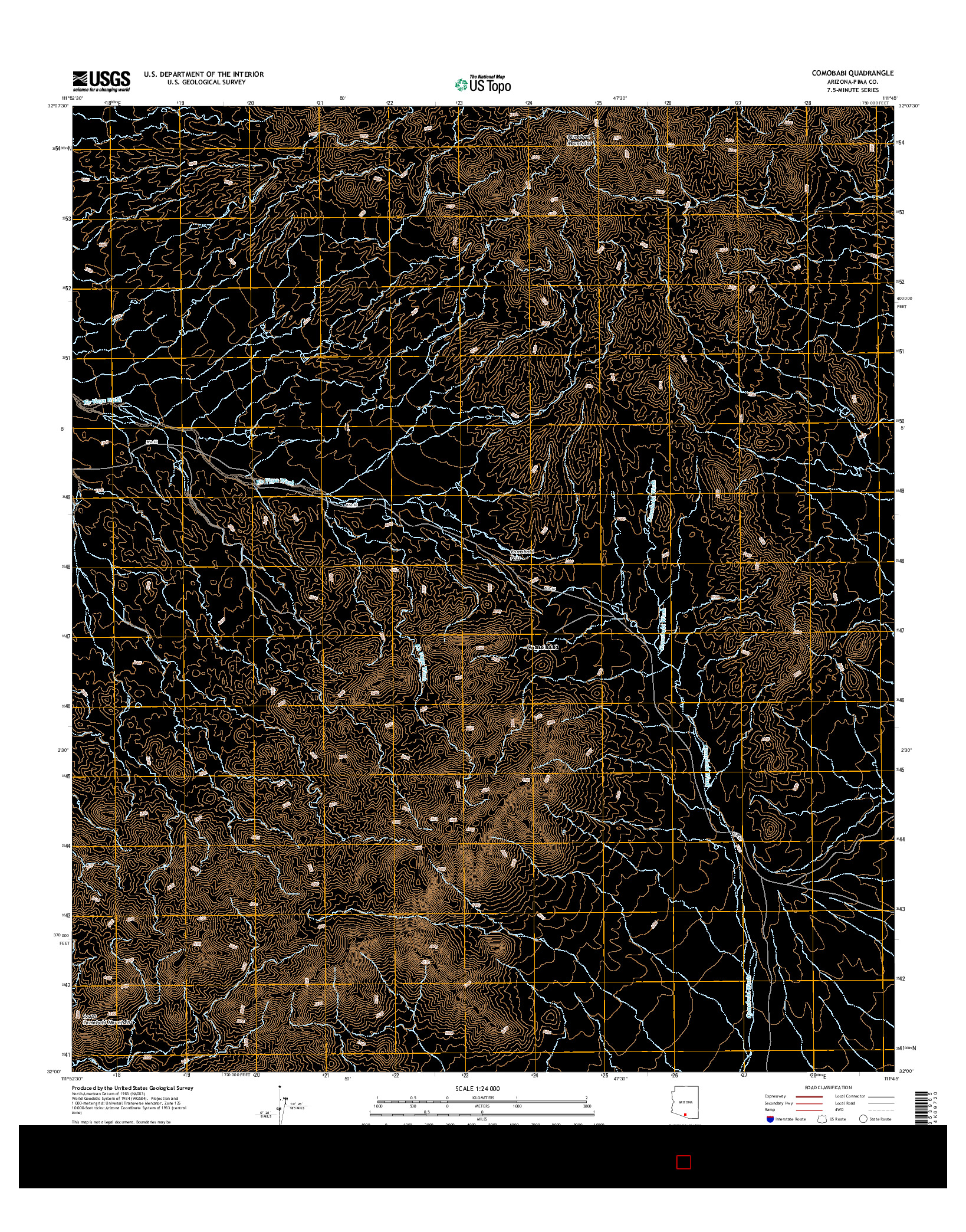 USGS US TOPO 7.5-MINUTE MAP FOR COMOBABI, AZ 2014