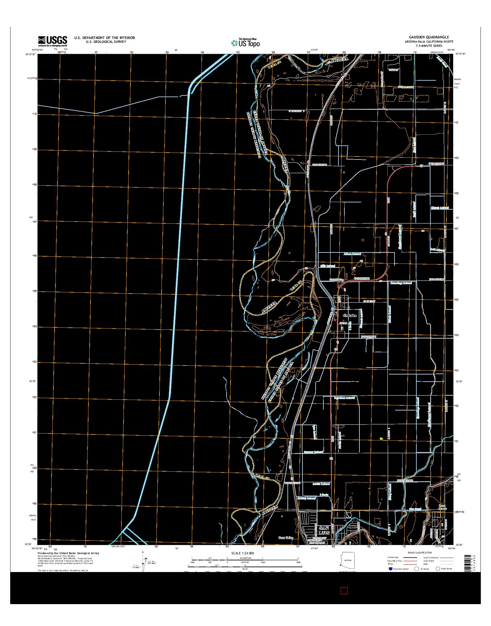 USGS US TOPO 7.5-MINUTE MAP FOR GADSDEN, AZ-BCN 2014