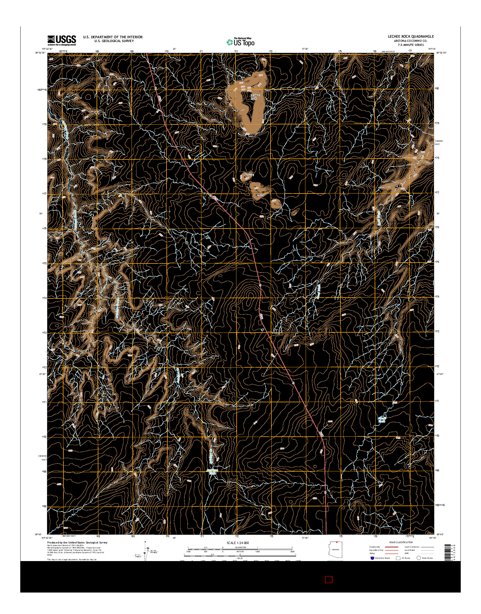 USGS US TOPO 7.5-MINUTE MAP FOR LECHEE ROCK, AZ 2014