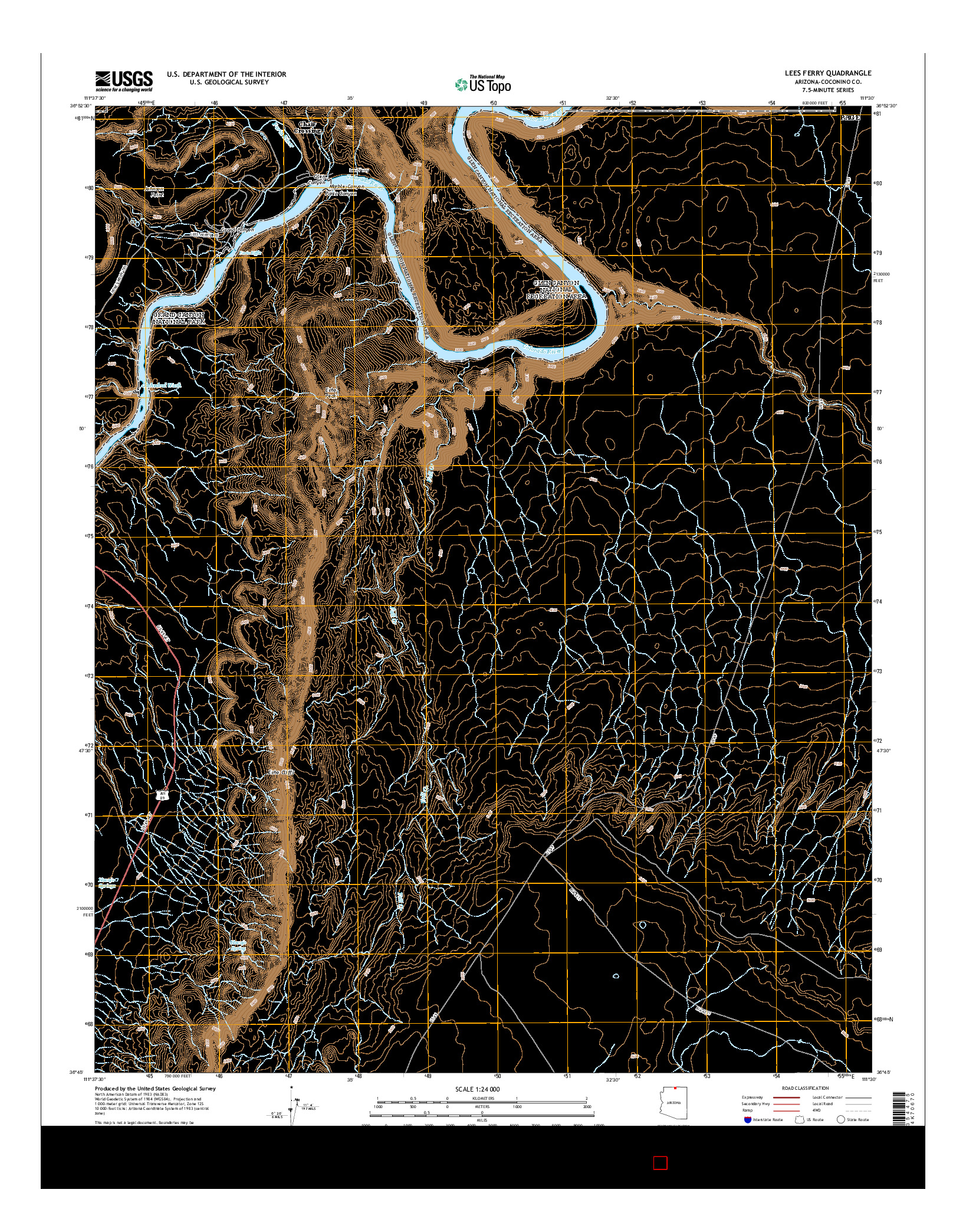 USGS US TOPO 7.5-MINUTE MAP FOR LEES FERRY, AZ 2014