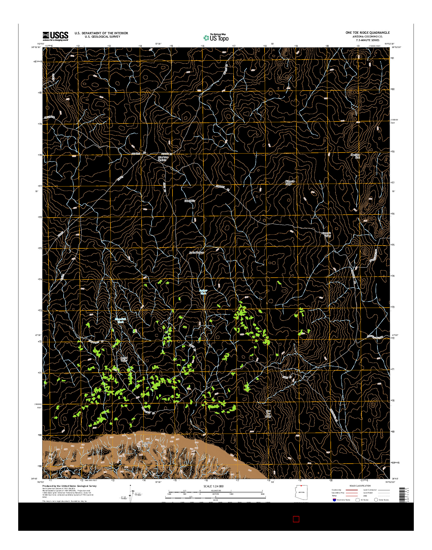 USGS US TOPO 7.5-MINUTE MAP FOR ONE TOE RIDGE, AZ 2014