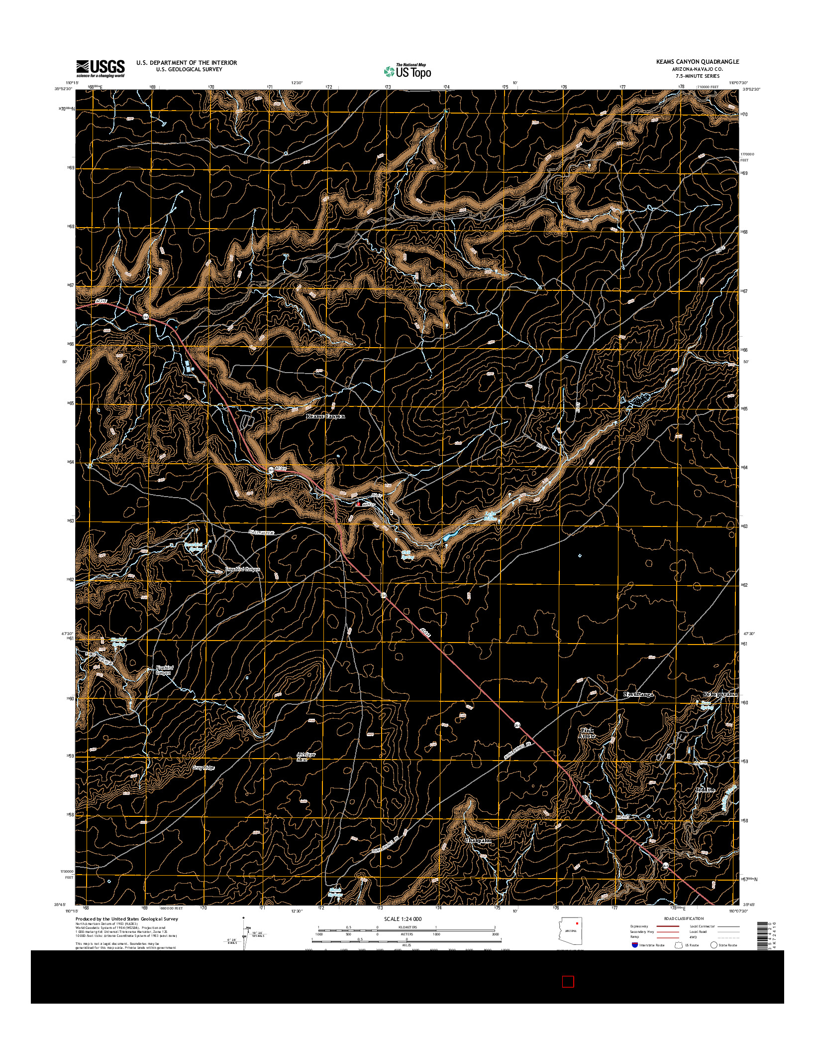 USGS US TOPO 7.5-MINUTE MAP FOR KEAMS CANYON, AZ 2014