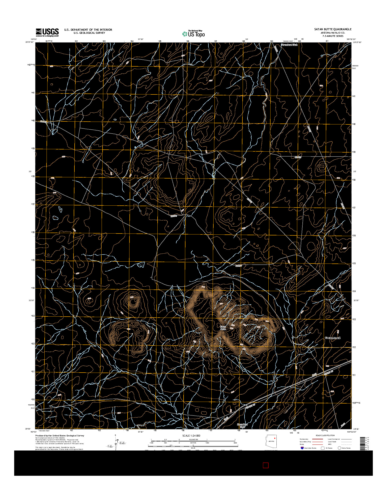USGS US TOPO 7.5-MINUTE MAP FOR SATAN BUTTE, AZ 2014