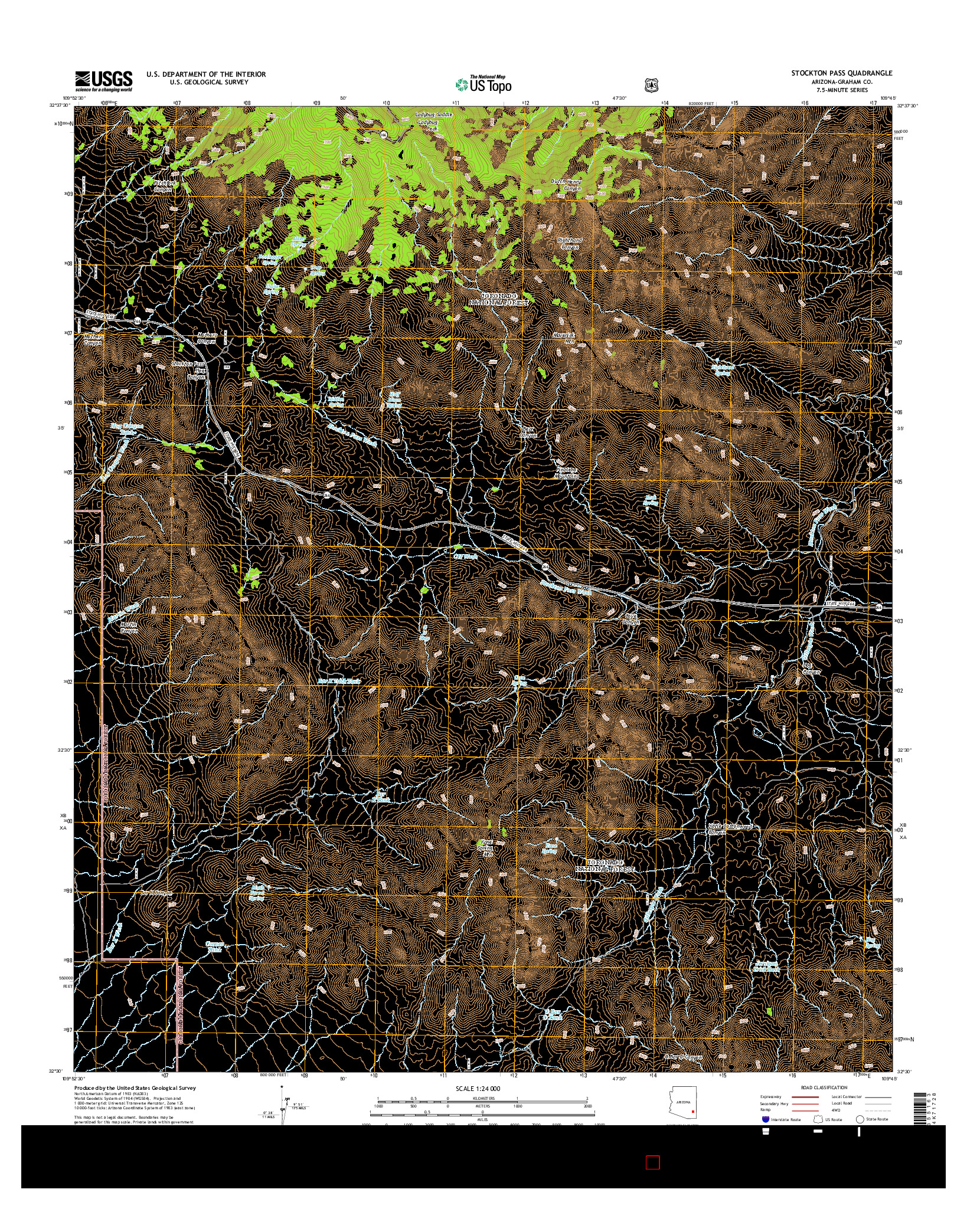 USGS US TOPO 7.5-MINUTE MAP FOR STOCKTON PASS, AZ 2014