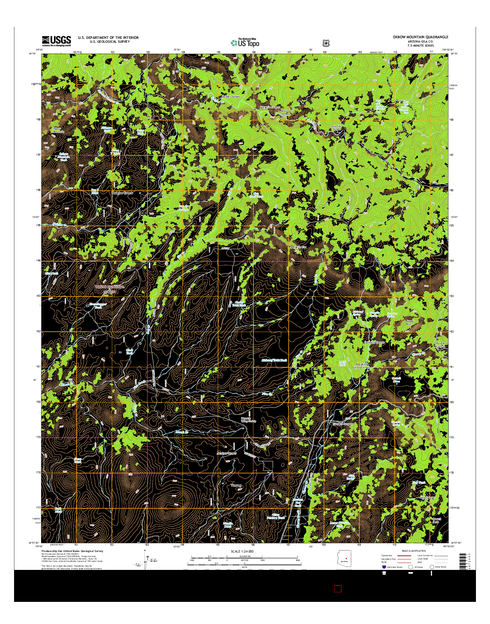 USGS US TOPO 7.5-MINUTE MAP FOR OXBOW MOUNTAIN, AZ 2014
