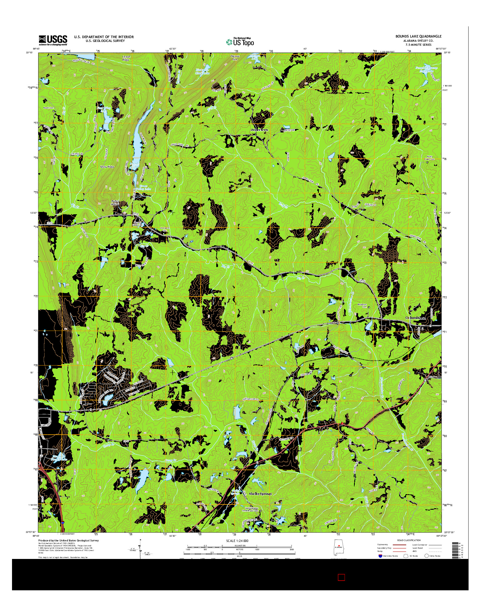USGS US TOPO 7.5-MINUTE MAP FOR BOUNDS LAKE, AL 2014