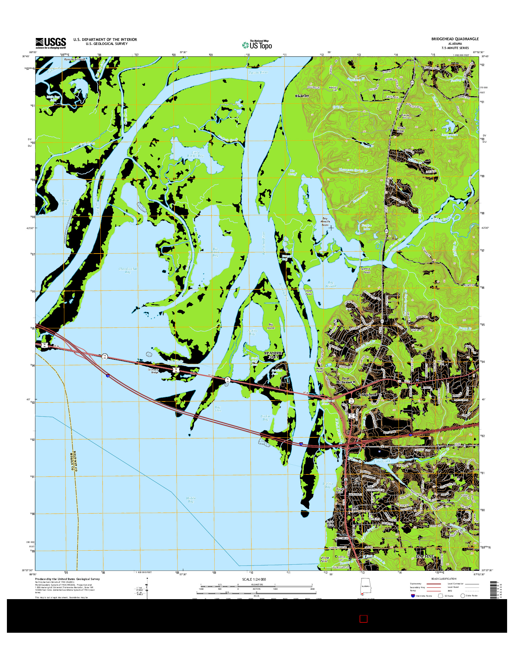 USGS US TOPO 7.5-MINUTE MAP FOR BRIDGEHEAD, AL 2014