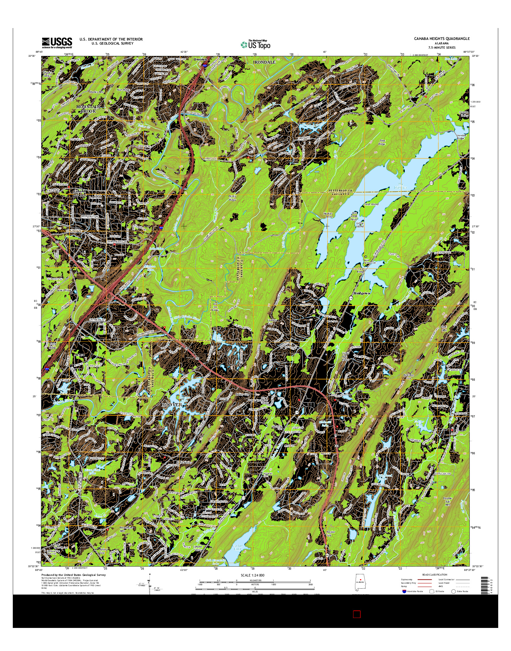 USGS US TOPO 7.5-MINUTE MAP FOR CAHABA HEIGHTS, AL 2014
