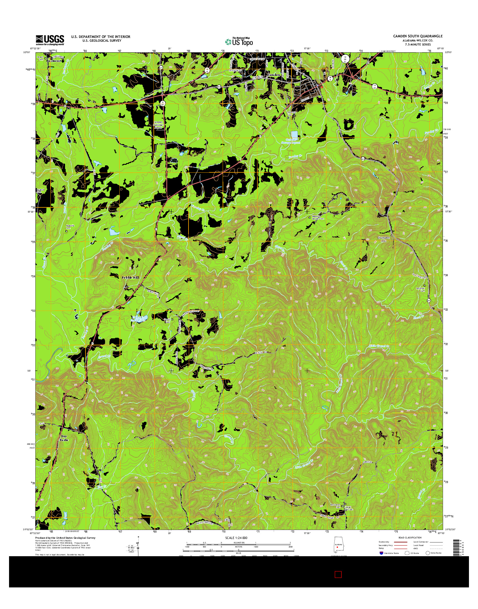 USGS US TOPO 7.5-MINUTE MAP FOR CAMDEN SOUTH, AL 2014