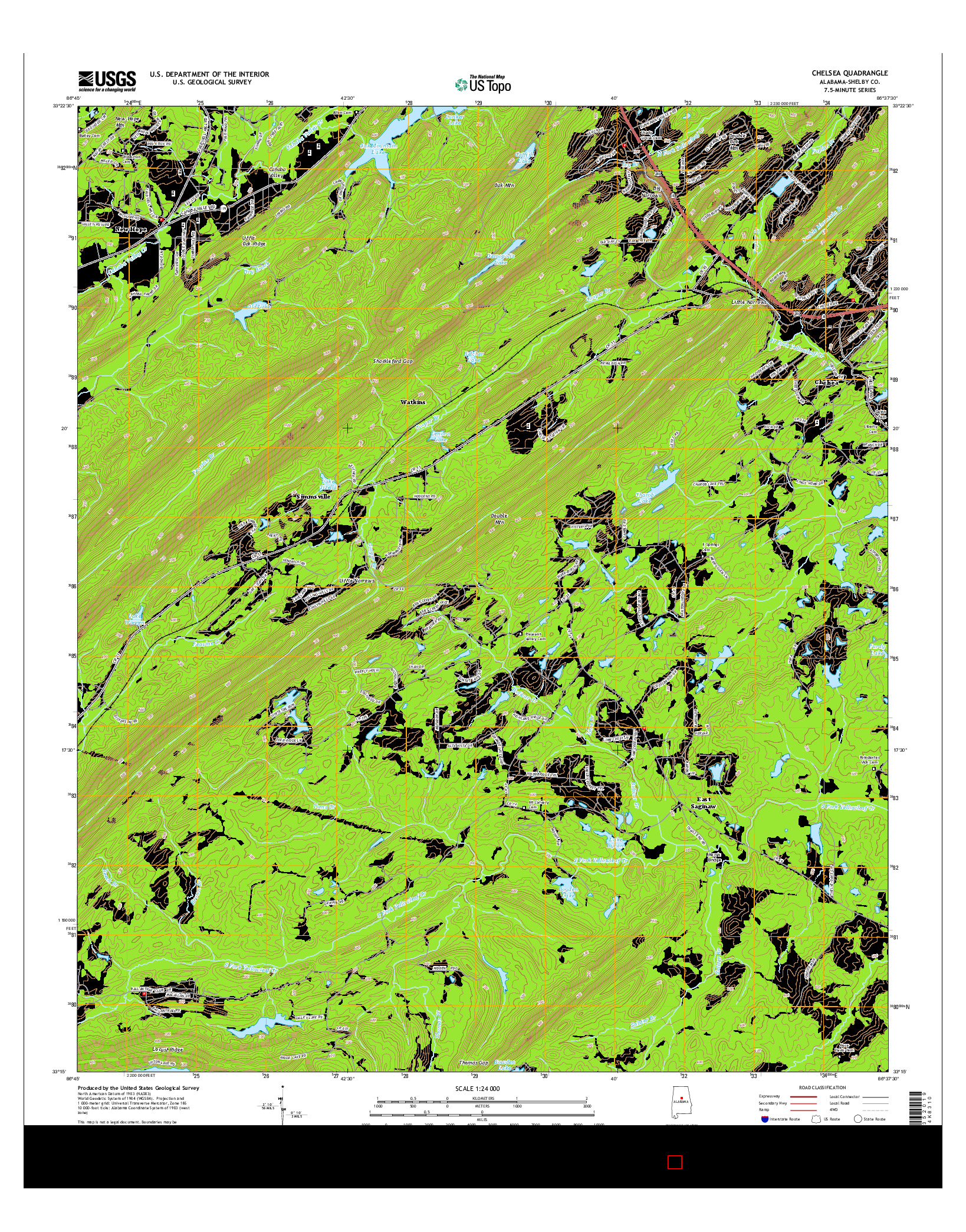 USGS US TOPO 7.5-MINUTE MAP FOR CHELSEA, AL 2014