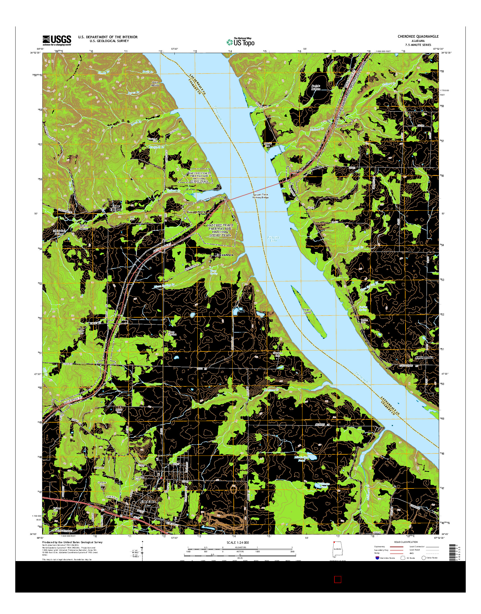USGS US TOPO 7.5-MINUTE MAP FOR CHEROKEE, AL 2014