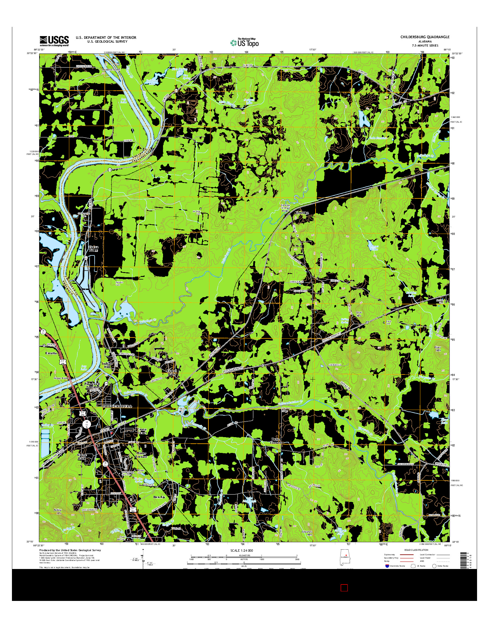 USGS US TOPO 7.5-MINUTE MAP FOR CHILDERSBURG, AL 2014