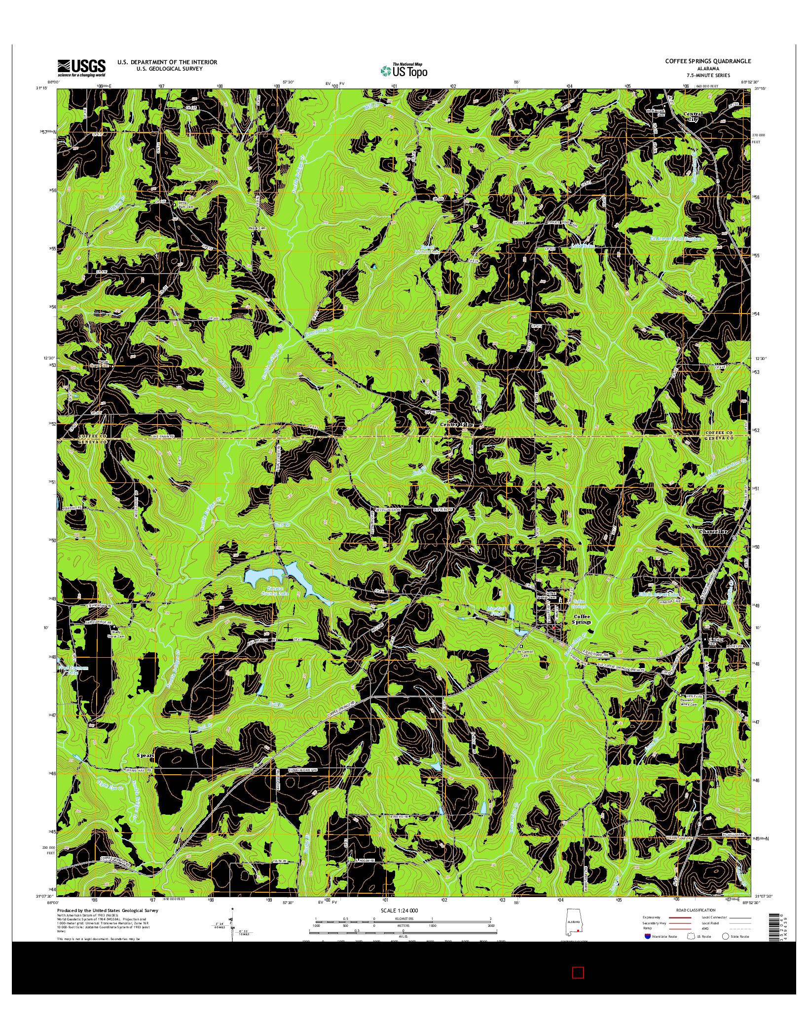 USGS US TOPO 7.5-MINUTE MAP FOR COFFEE SPRINGS, AL 2014