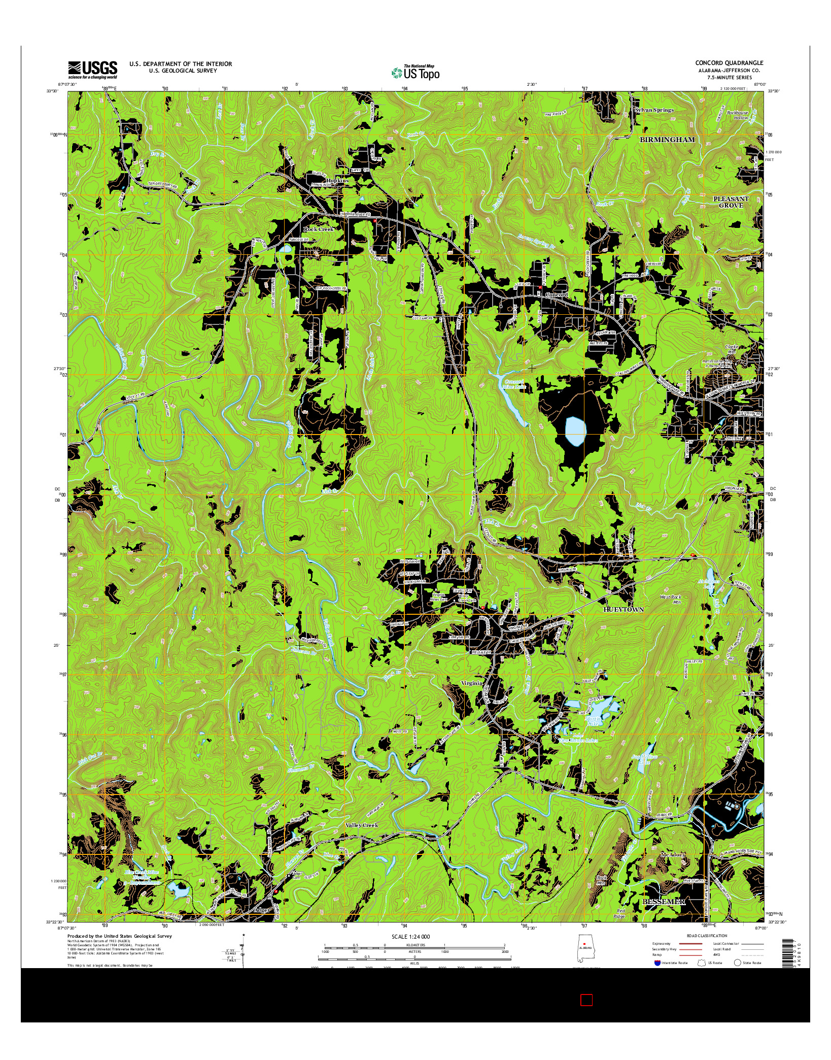 USGS US TOPO 7.5-MINUTE MAP FOR CONCORD, AL 2014