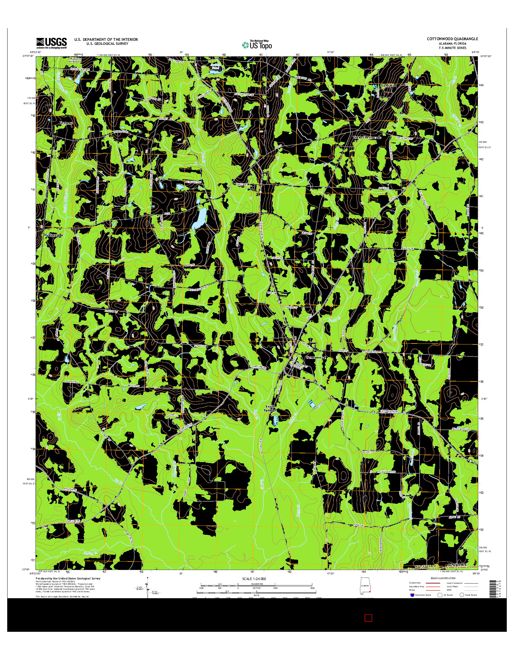 USGS US TOPO 7.5-MINUTE MAP FOR COTTONWOOD, AL-FL 2014