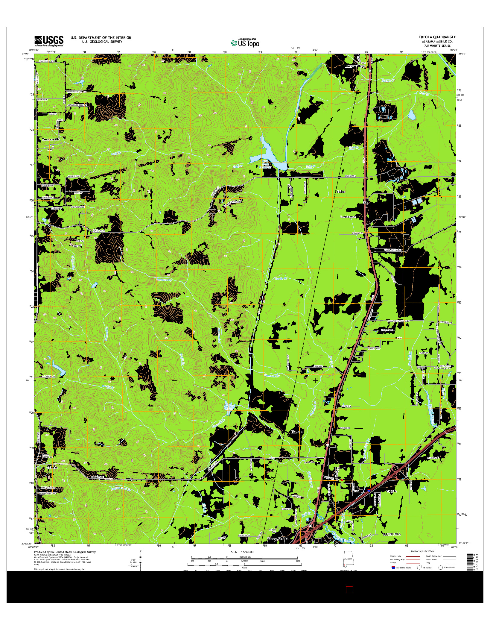 USGS US TOPO 7.5-MINUTE MAP FOR CREOLA, AL 2014