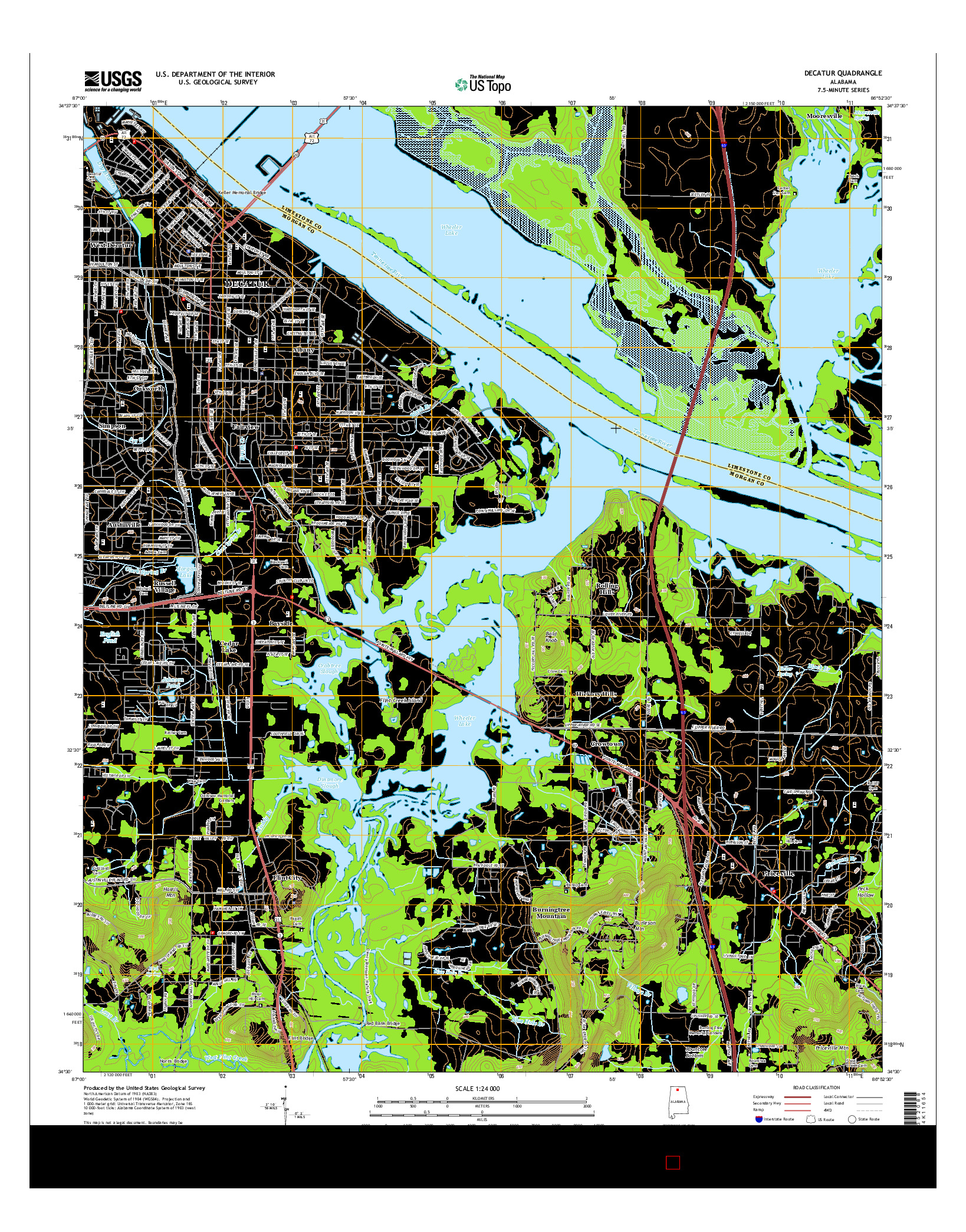 USGS US TOPO 7.5-MINUTE MAP FOR DECATUR, AL 2014