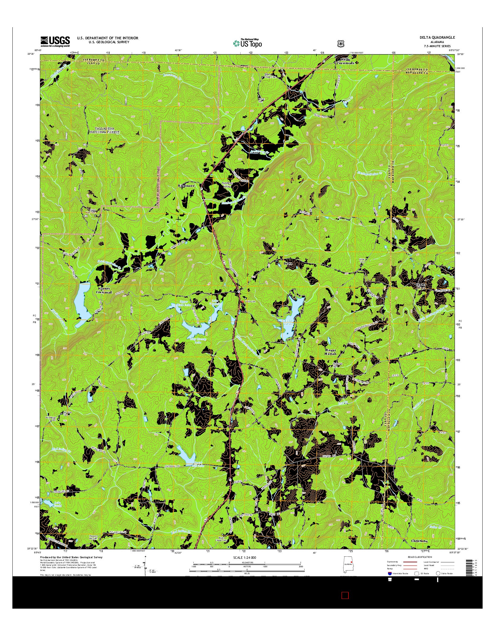 USGS US TOPO 7.5-MINUTE MAP FOR DELTA, AL 2014