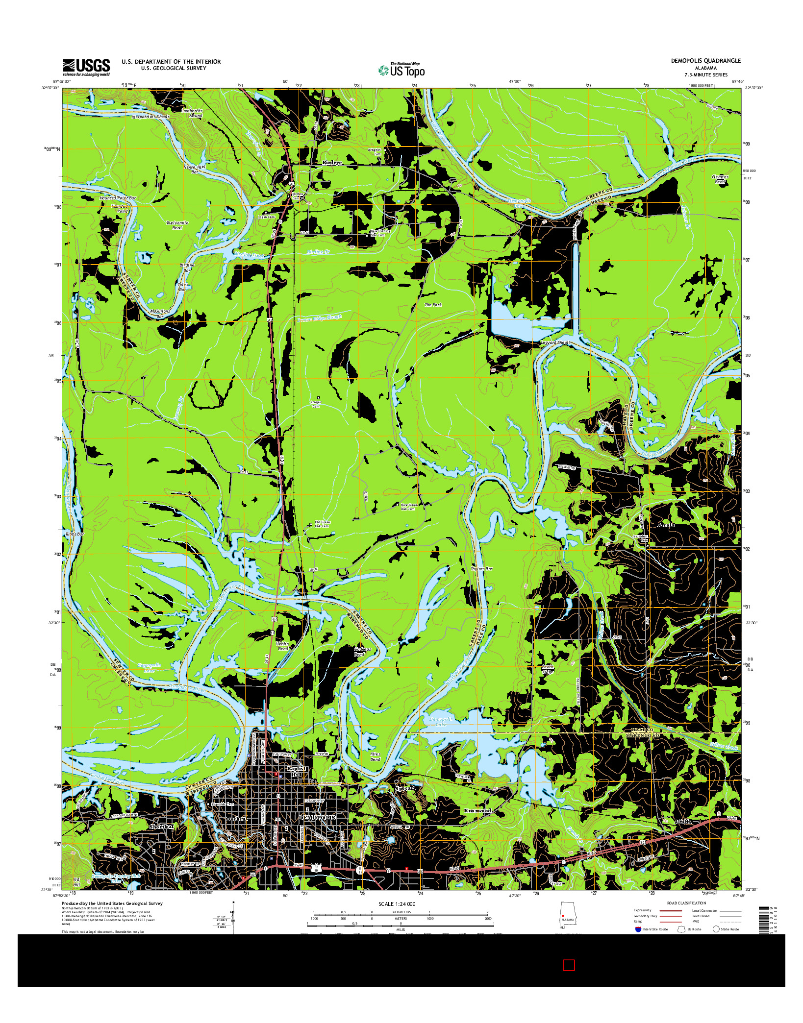 USGS US TOPO 7.5-MINUTE MAP FOR DEMOPOLIS, AL 2014