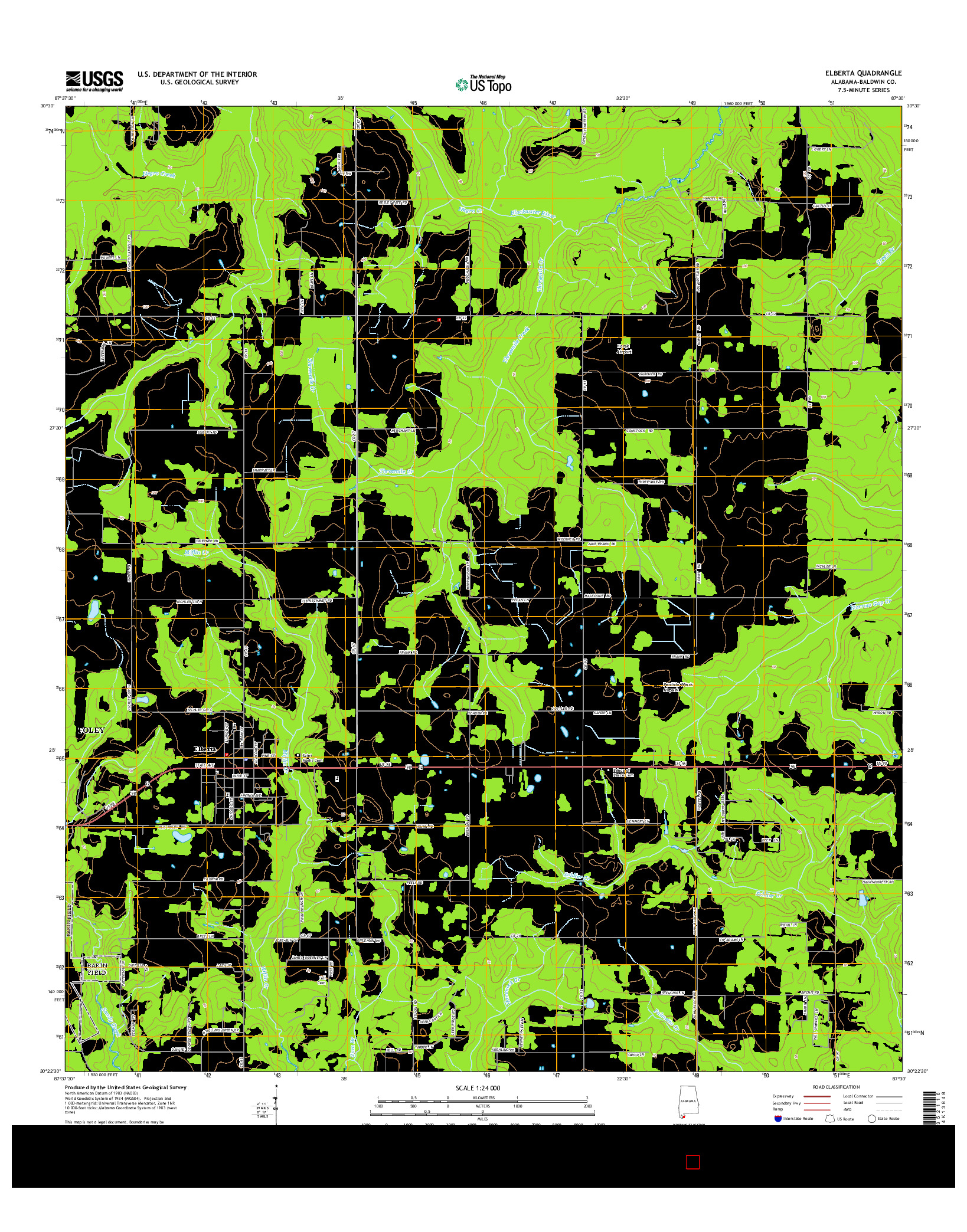 USGS US TOPO 7.5-MINUTE MAP FOR ELBERTA, AL 2014