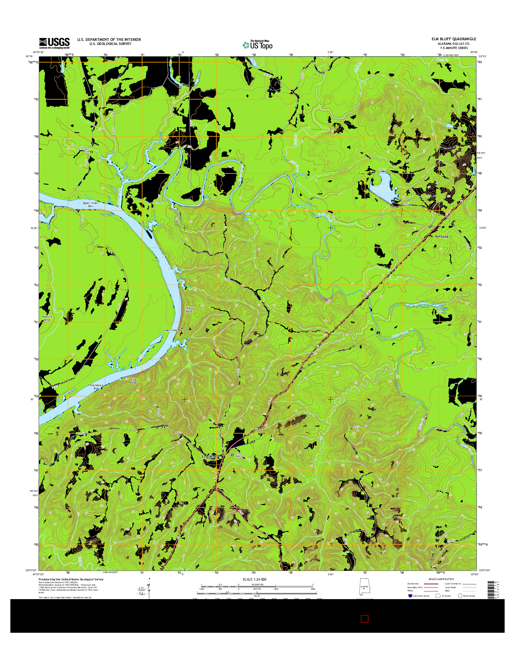 USGS US TOPO 7.5-MINUTE MAP FOR ELM BLUFF, AL 2014